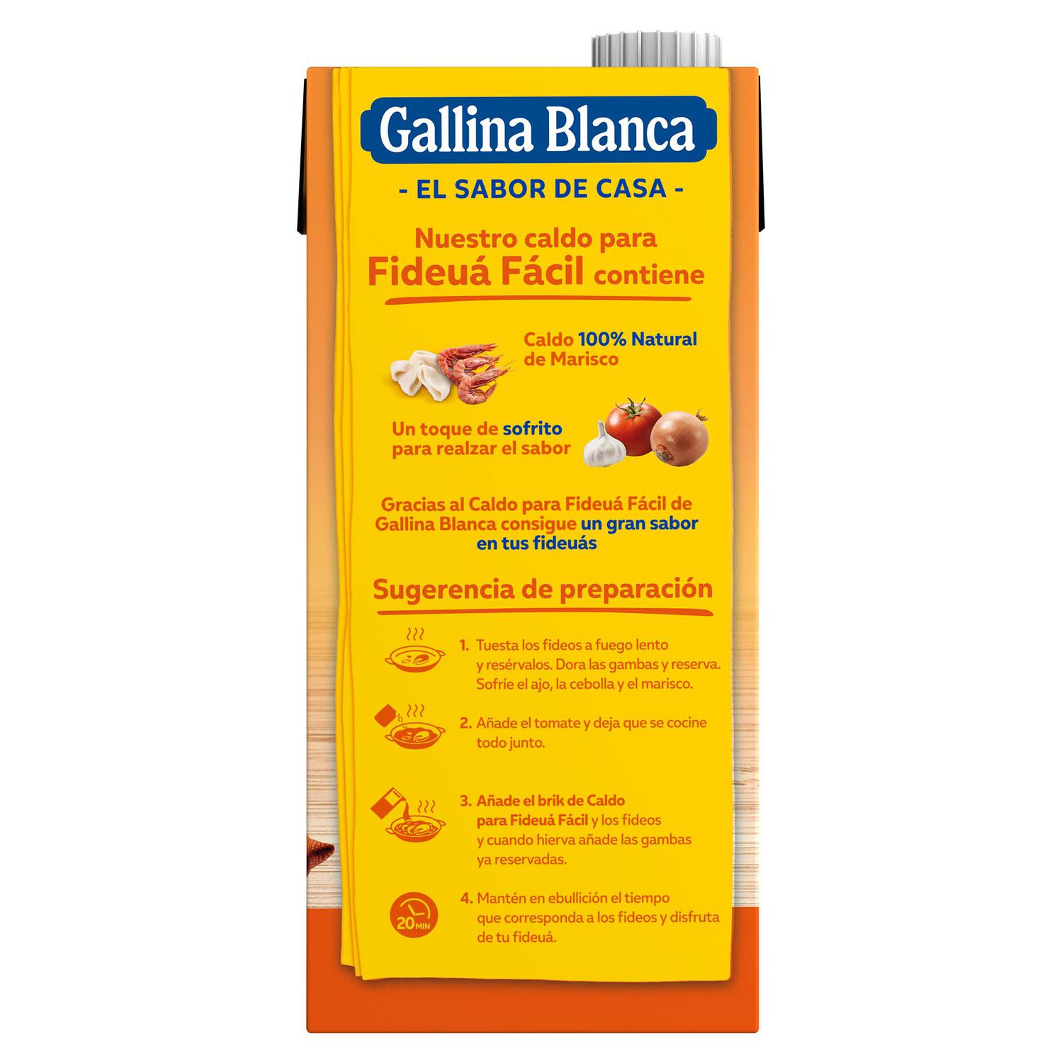 Caldo de marisco con sofrito para fideuá Gallina Blanca sin gluten 1 l.