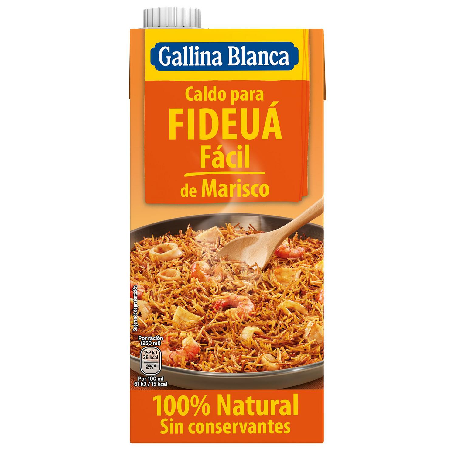 Caldo de marisco con sofrito para fideuá Gallina Blanca sin gluten 1 l.