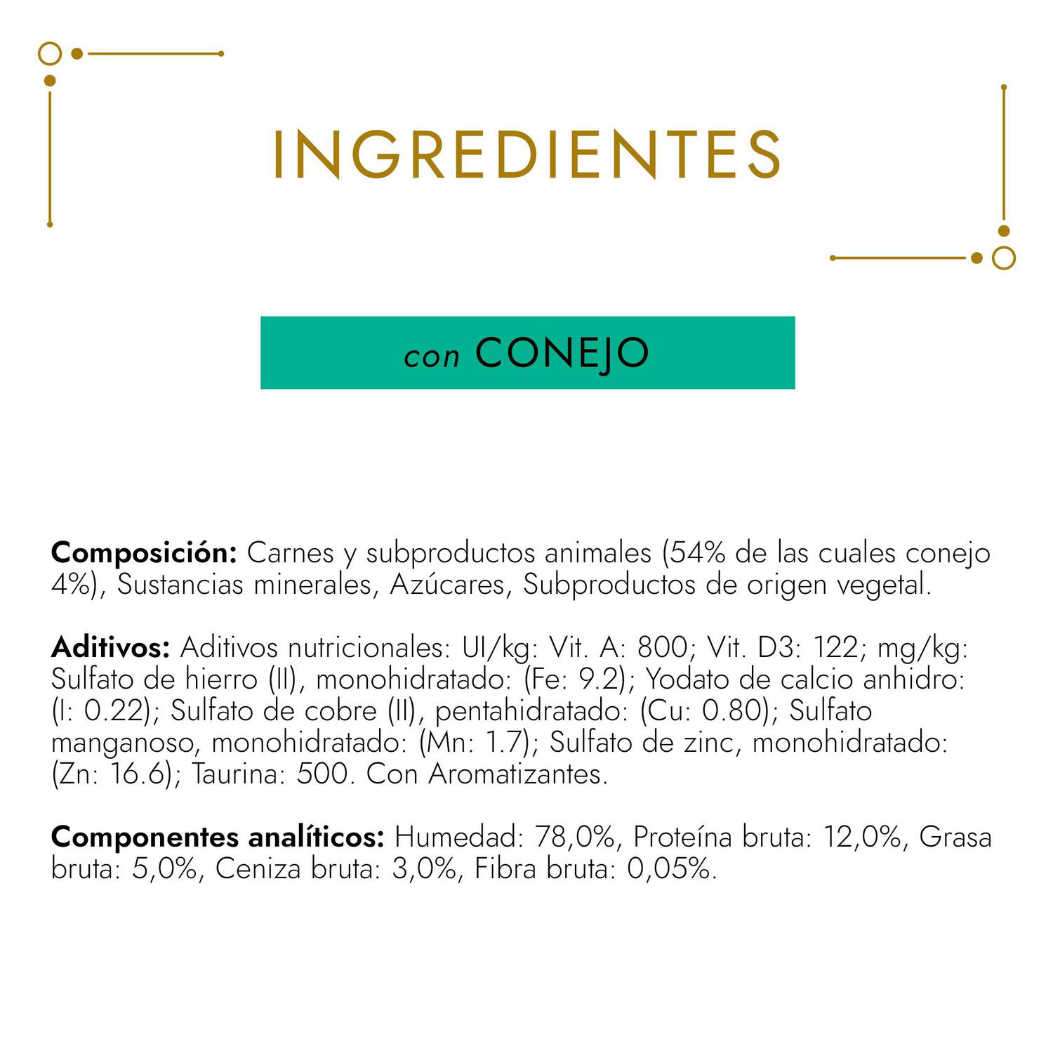 Comida húmeda de conejo para gato adulto Purina Gourmet Gold 85 g