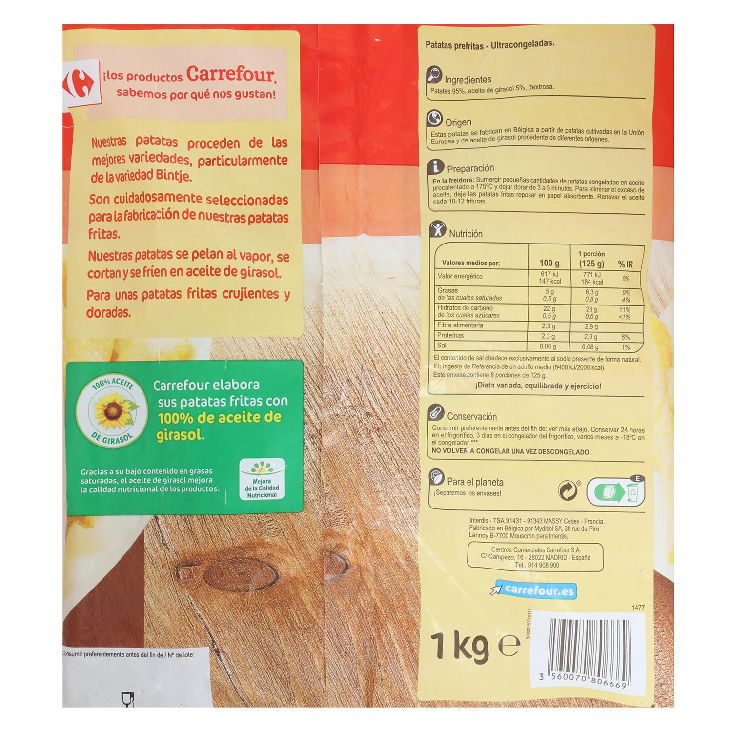 Patatas fritas clásicas Carrefour 1 kg.