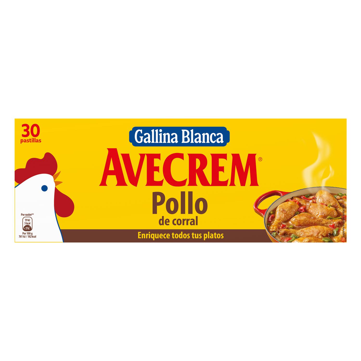 Caldo de pollo Avecrem Gallina Blanca sin gluten 30 pastillas
