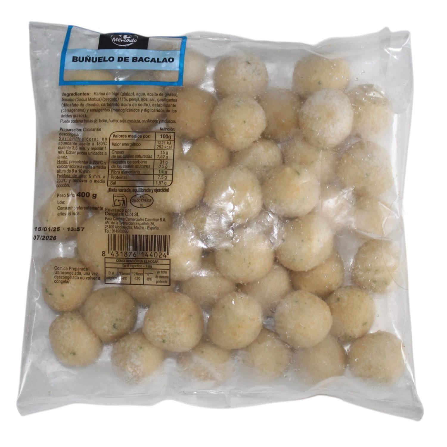 Buñuelos de bacalao congelados Carrefour El Mercado 400 g