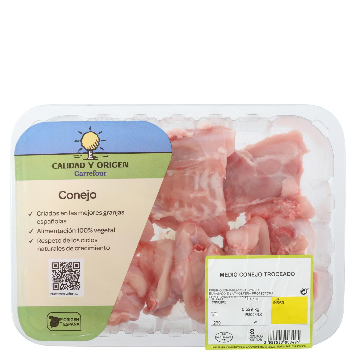 Medio conejo troceado Círculo de Calidad 650 g aprox