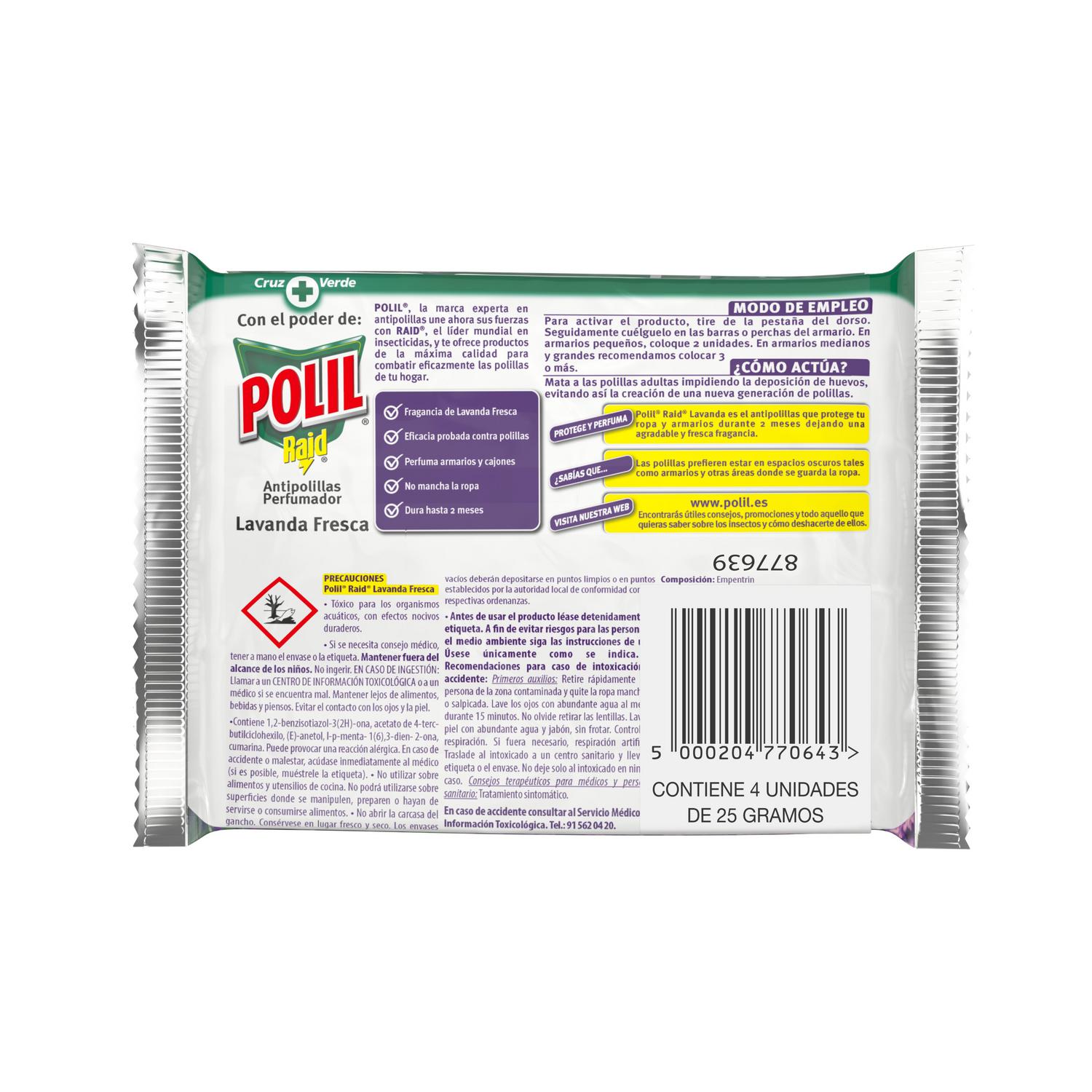 Colgador antipolillas lavanda fresca Polil 4 ud.