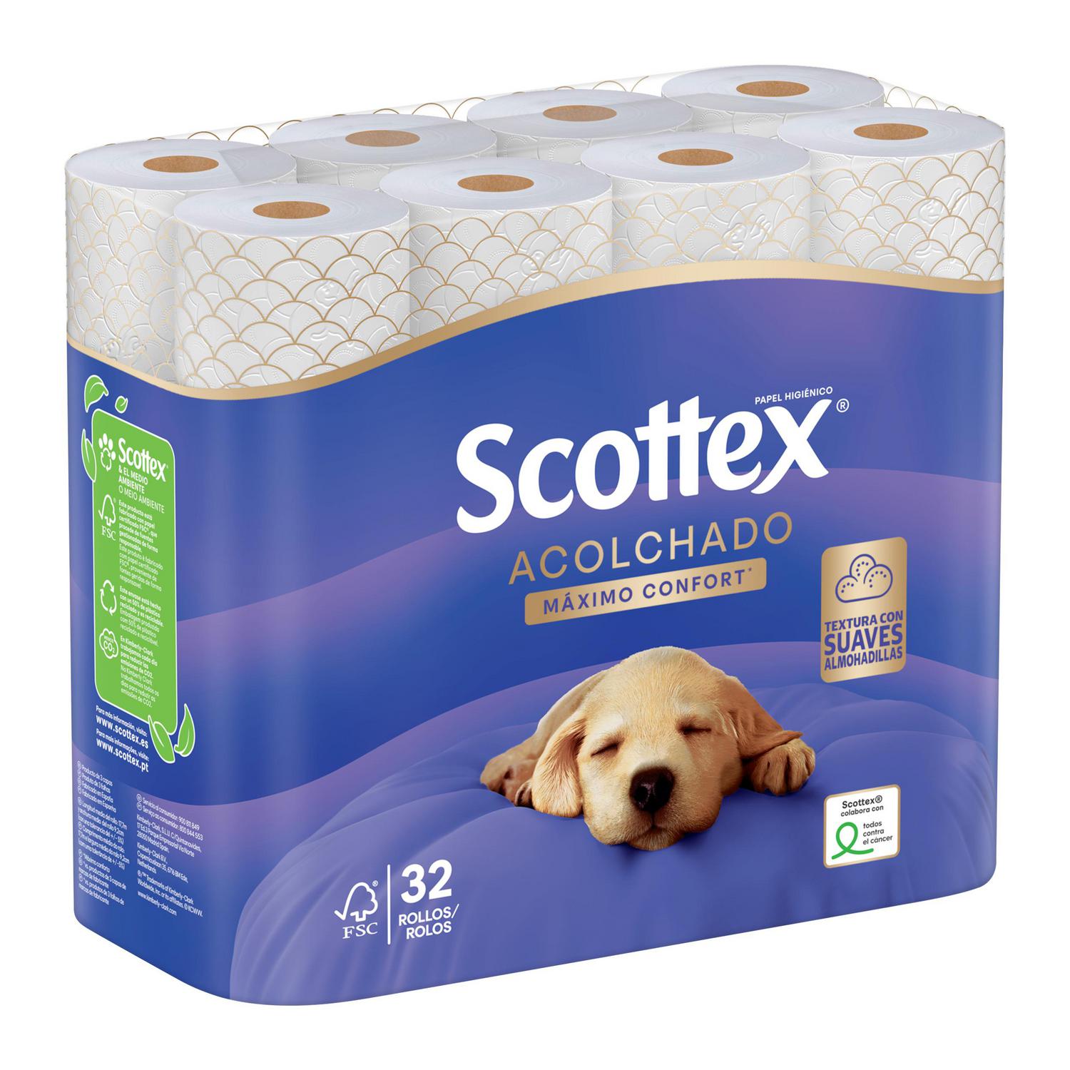 Papel higiénico Acolchado Scottex 32 rollos.