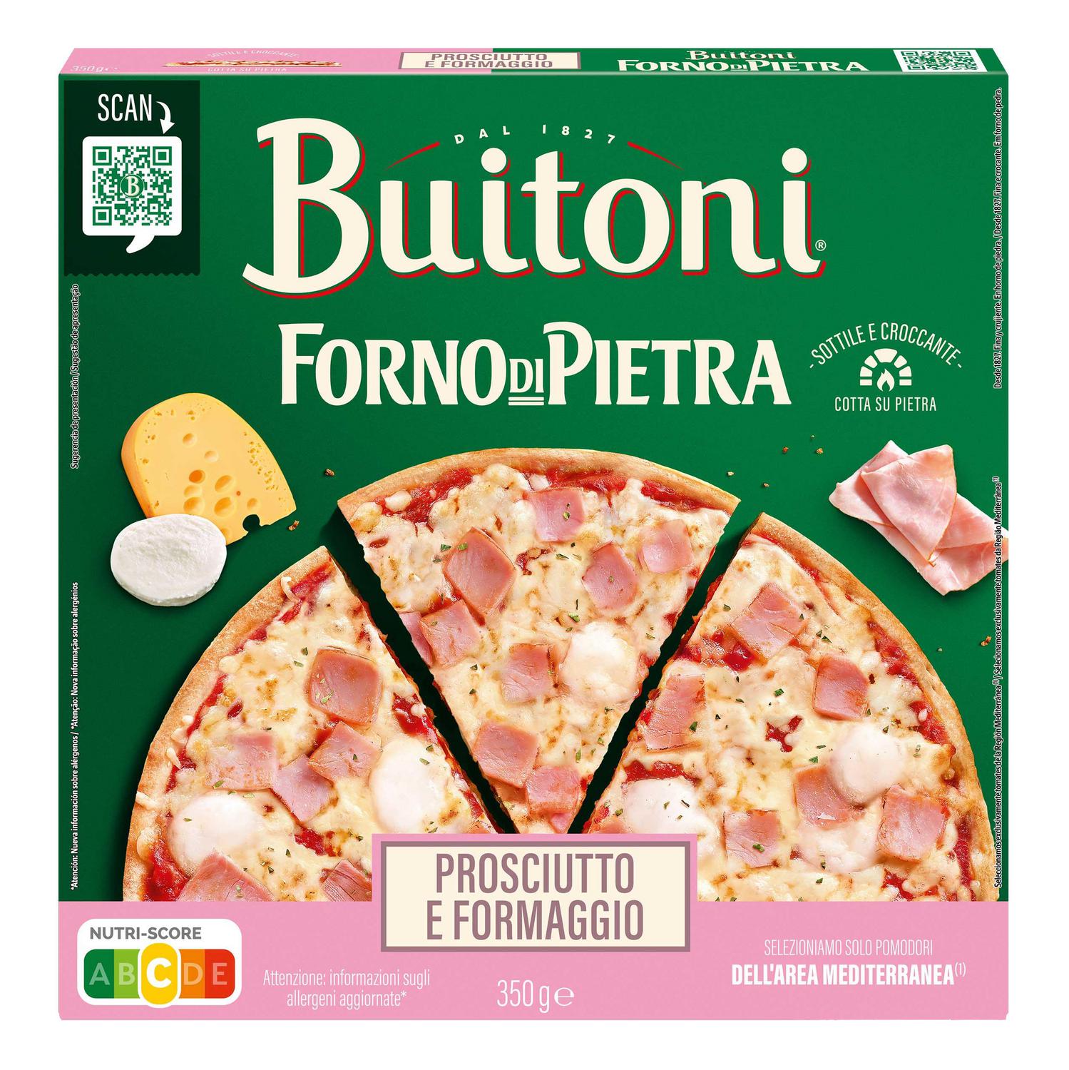 Pizza de jamón y queso fina y crujiente Forno di Pietra Buitoni 350 g.