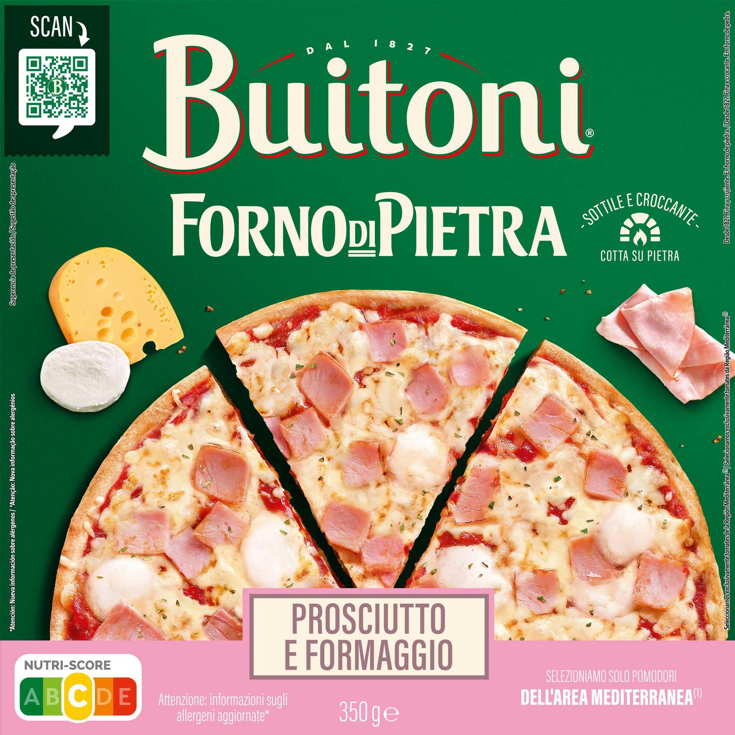 Pizza de jamón y queso fina y crujiente Forno di Pietra Buitoni 350 g.