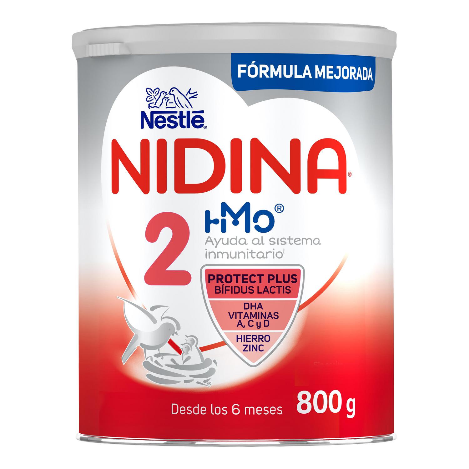 Leche infantil de continuación desde los 6 meses en polvo Nestlé Nidina 2 lata 800 g.