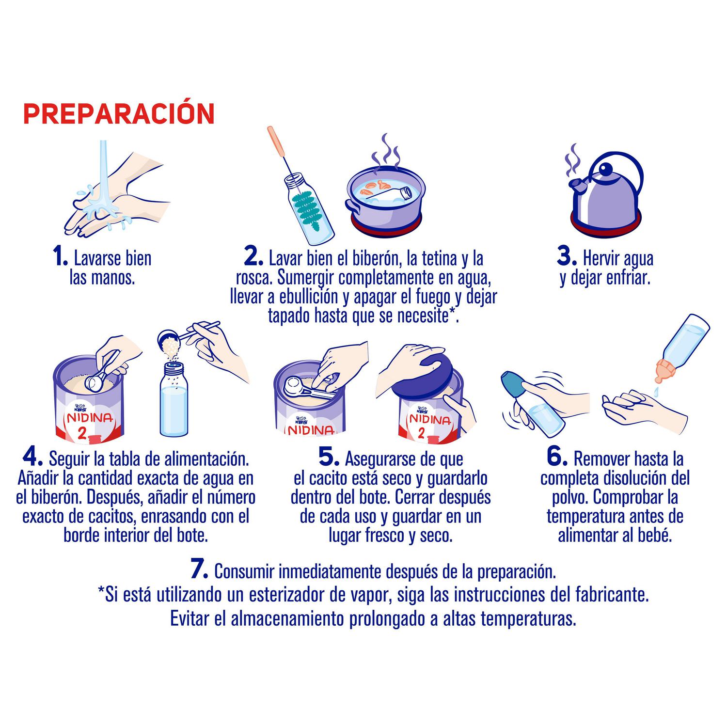 Leche infantil de continuación desde los 6 meses en polvo Nestlé Nidina 2 lata 800 g.