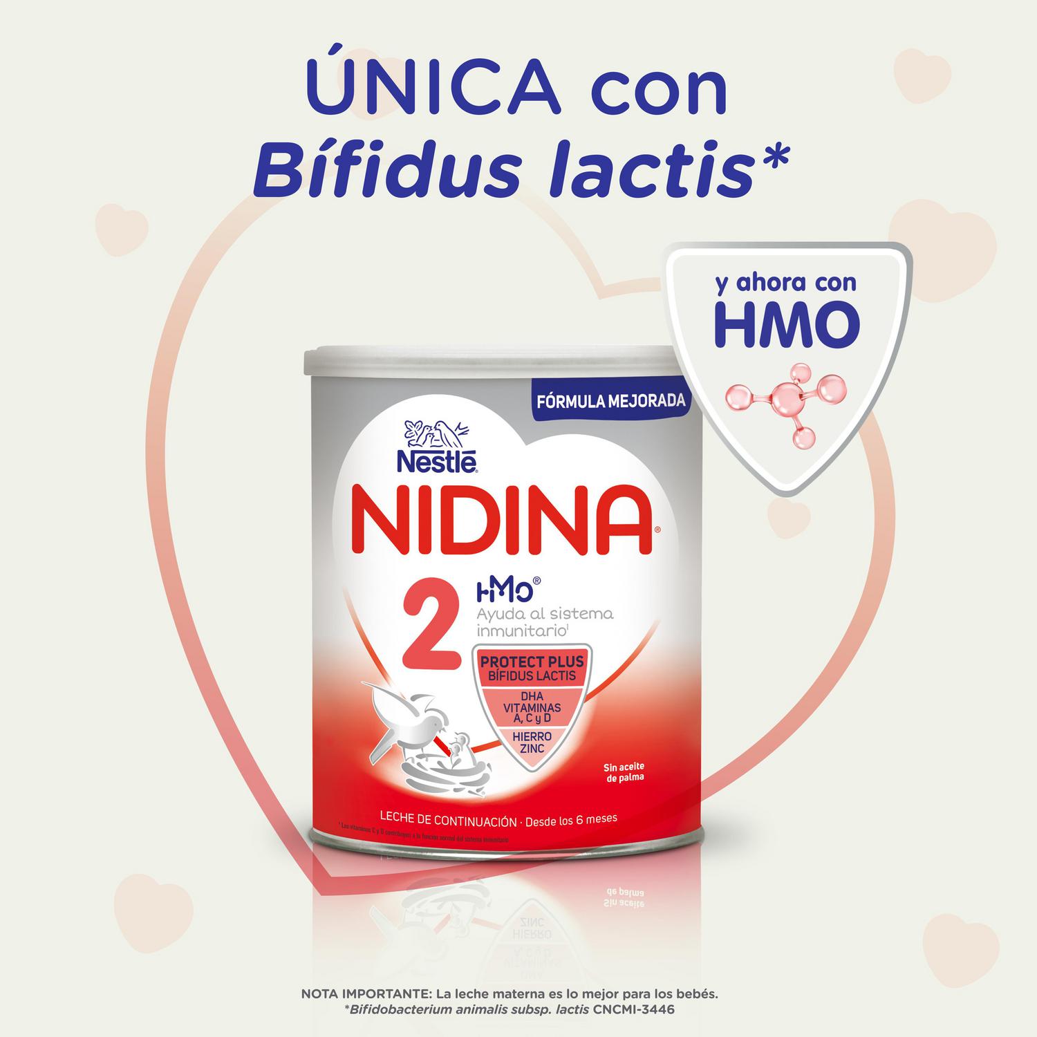 Leche infantil de continuación desde los 6 meses en polvo Nestlé Nidina 2 lata 800 g.