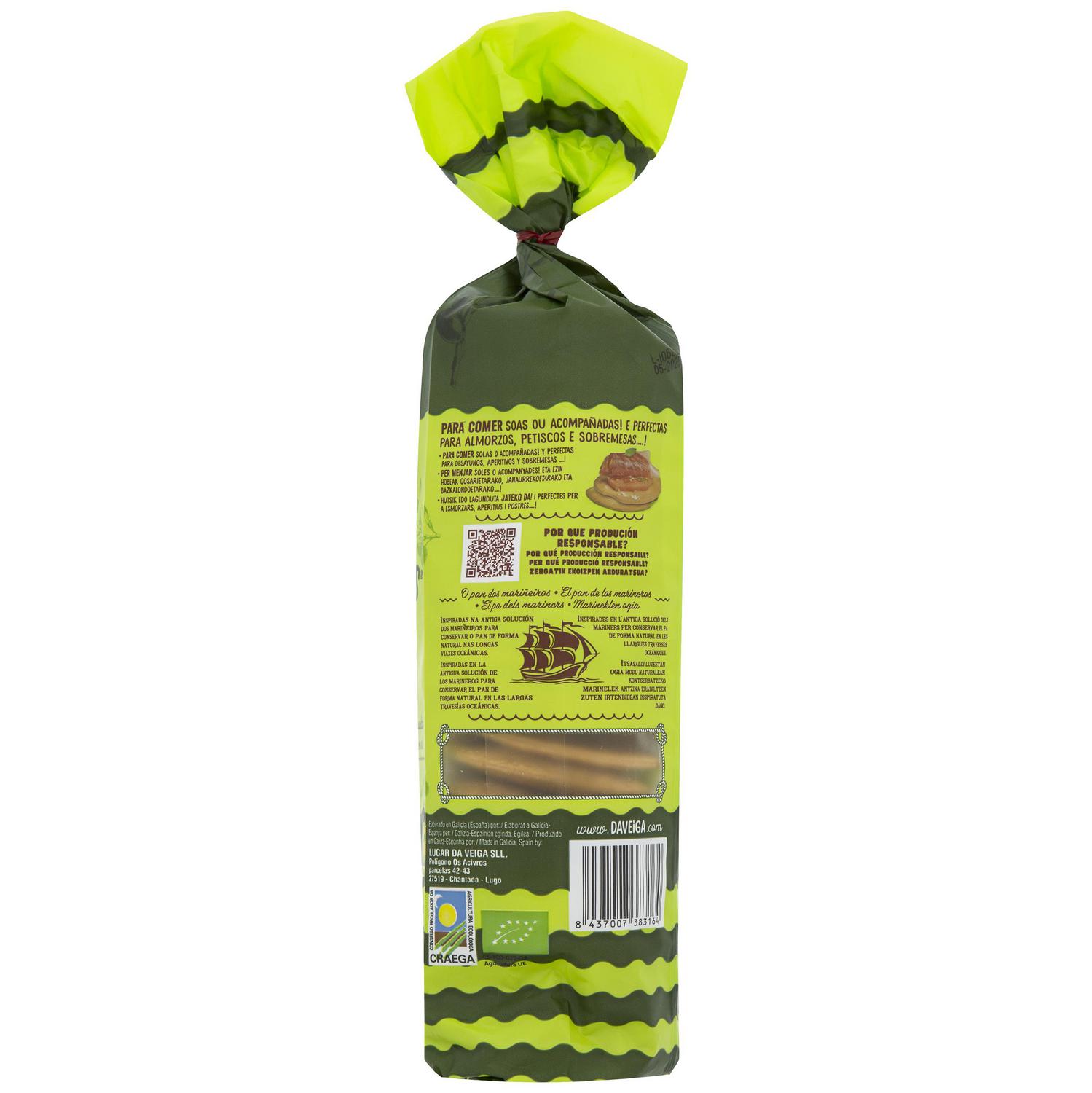 Galletas marineras ecológicas Daveiga 200 g.