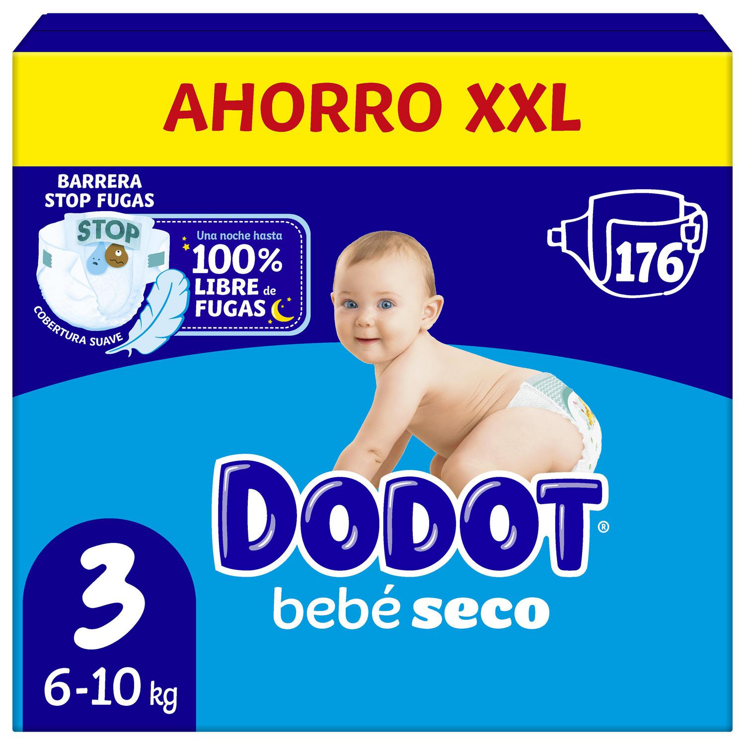 Pañales bebé seco Dodot T3 (6-10 kg.) 176 ud.