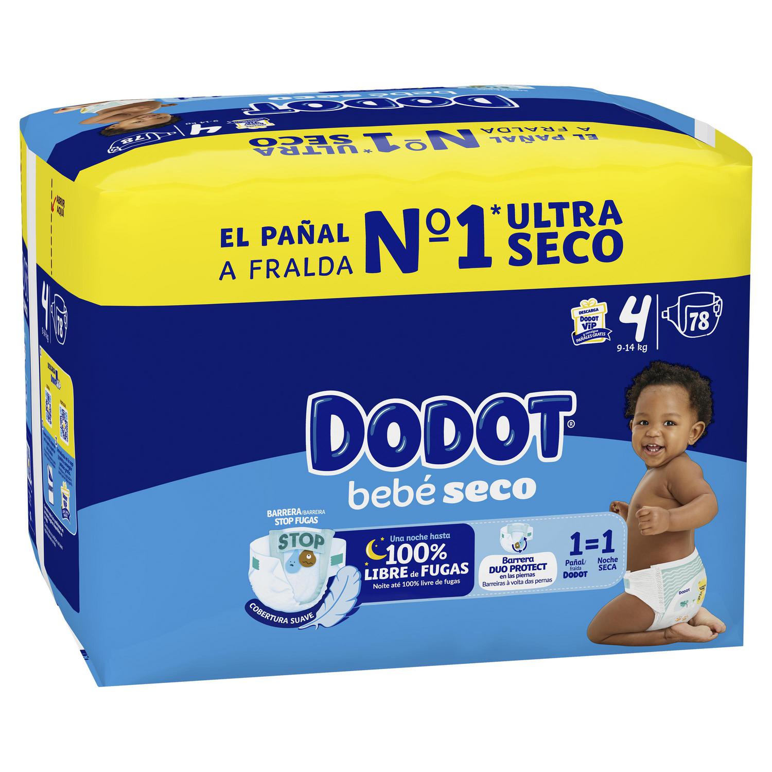Pañales bebé seco Dodot T4 (9-14 kg) 78 ud.