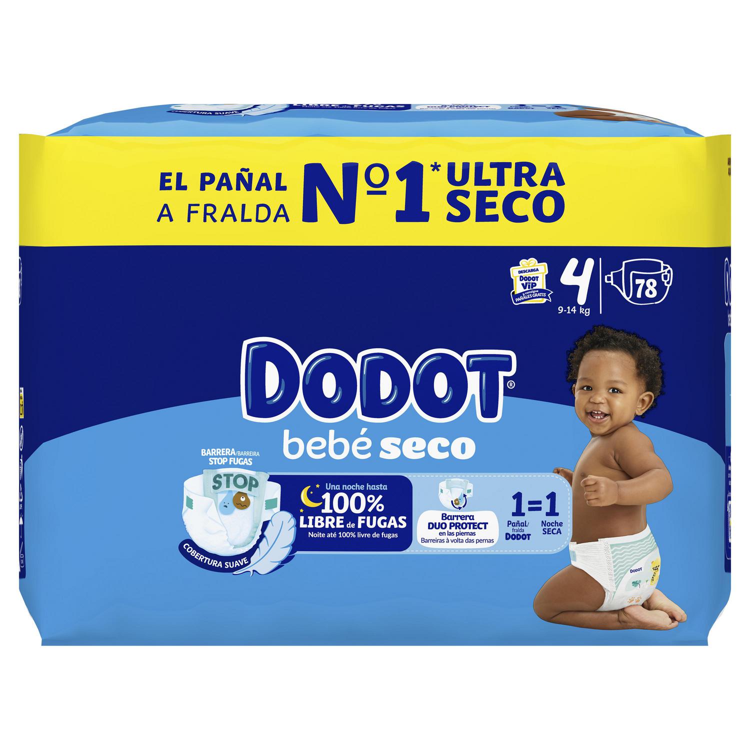 Pañales bebé seco Dodot T4 (9-14 kg) 78 ud.