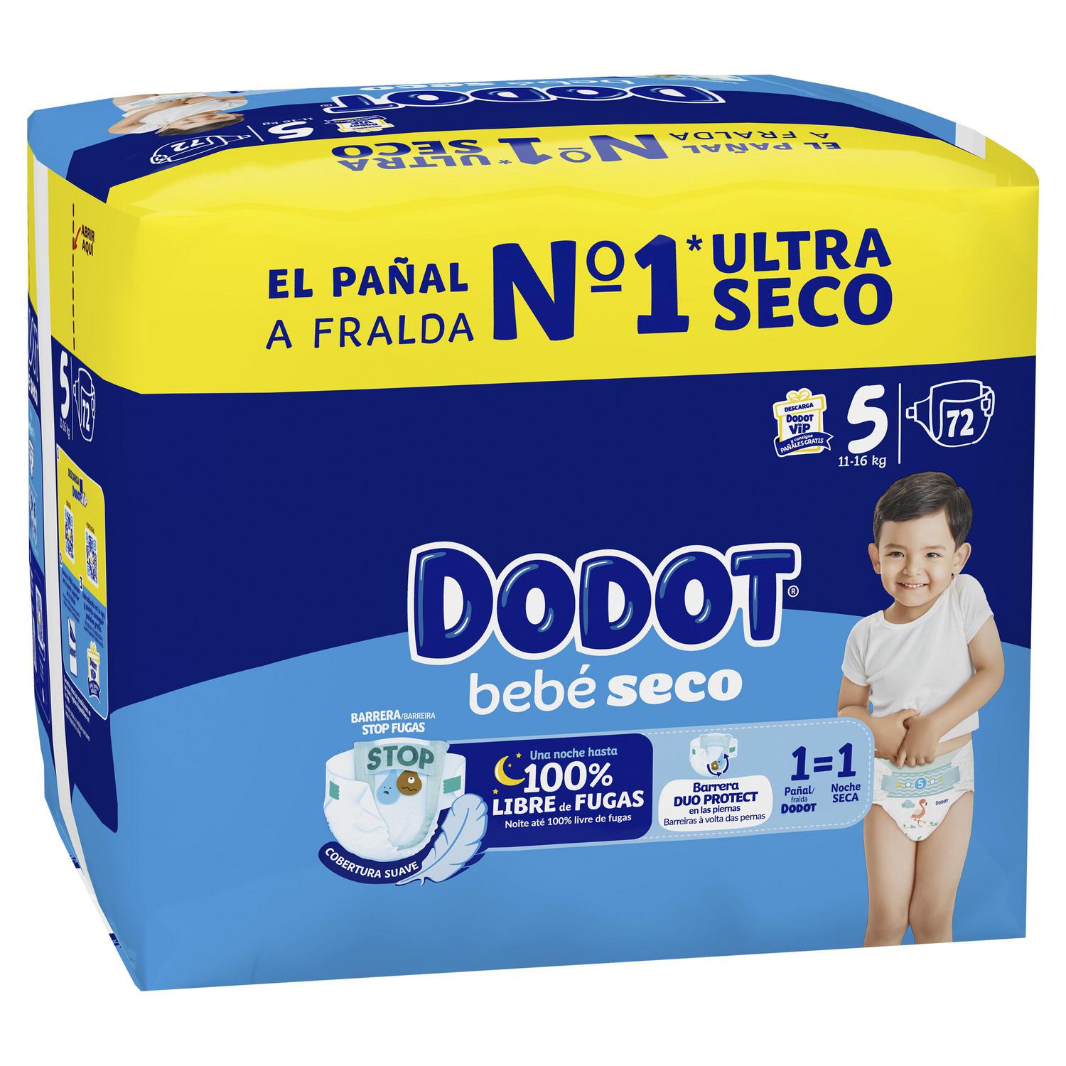 Pañales bebé-seco Dodot T5 (11-16 kg) 72 ud.