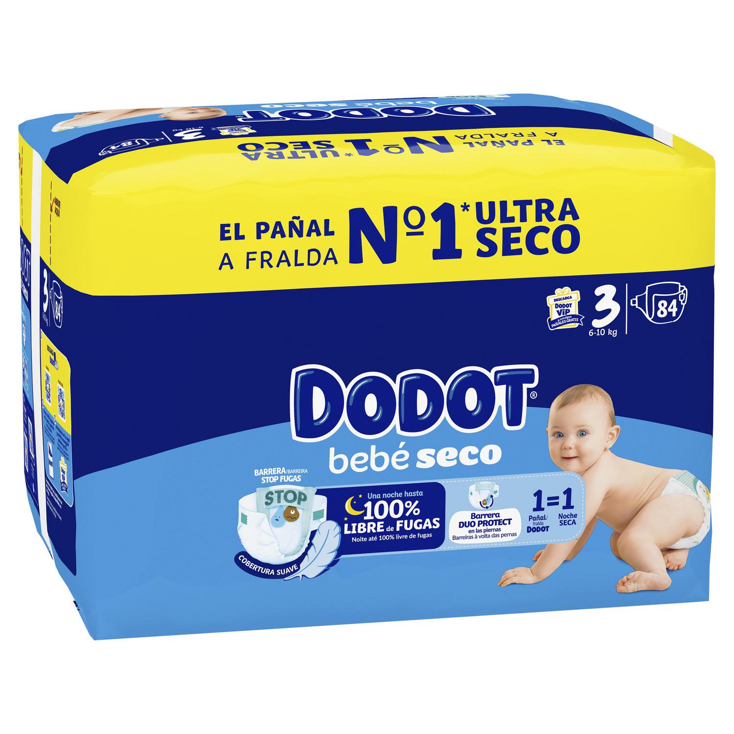Pañales bebé seco Dodot T3 (6-10 kg) 84 ud.
