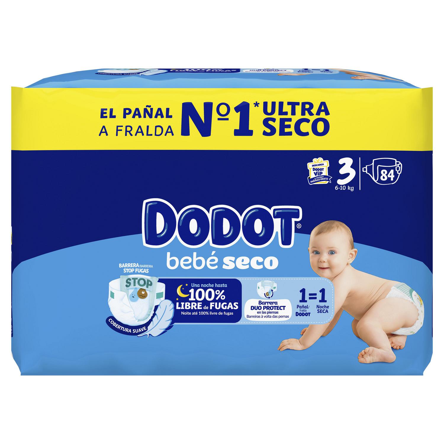 Pañales bebé seco Dodot T3 (6-10 kg) 84 ud.