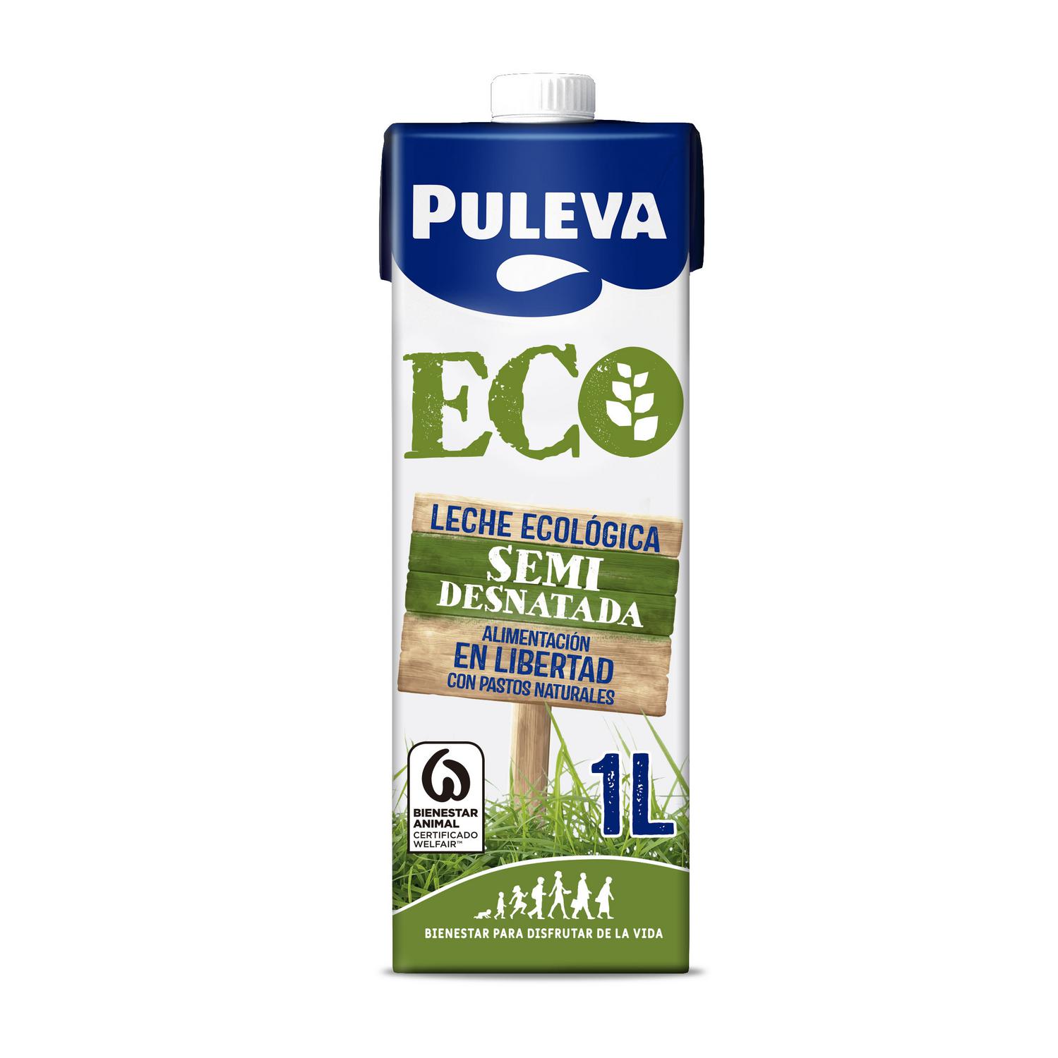 Leche semidesnatada ecológica Puleva brik 1 l.