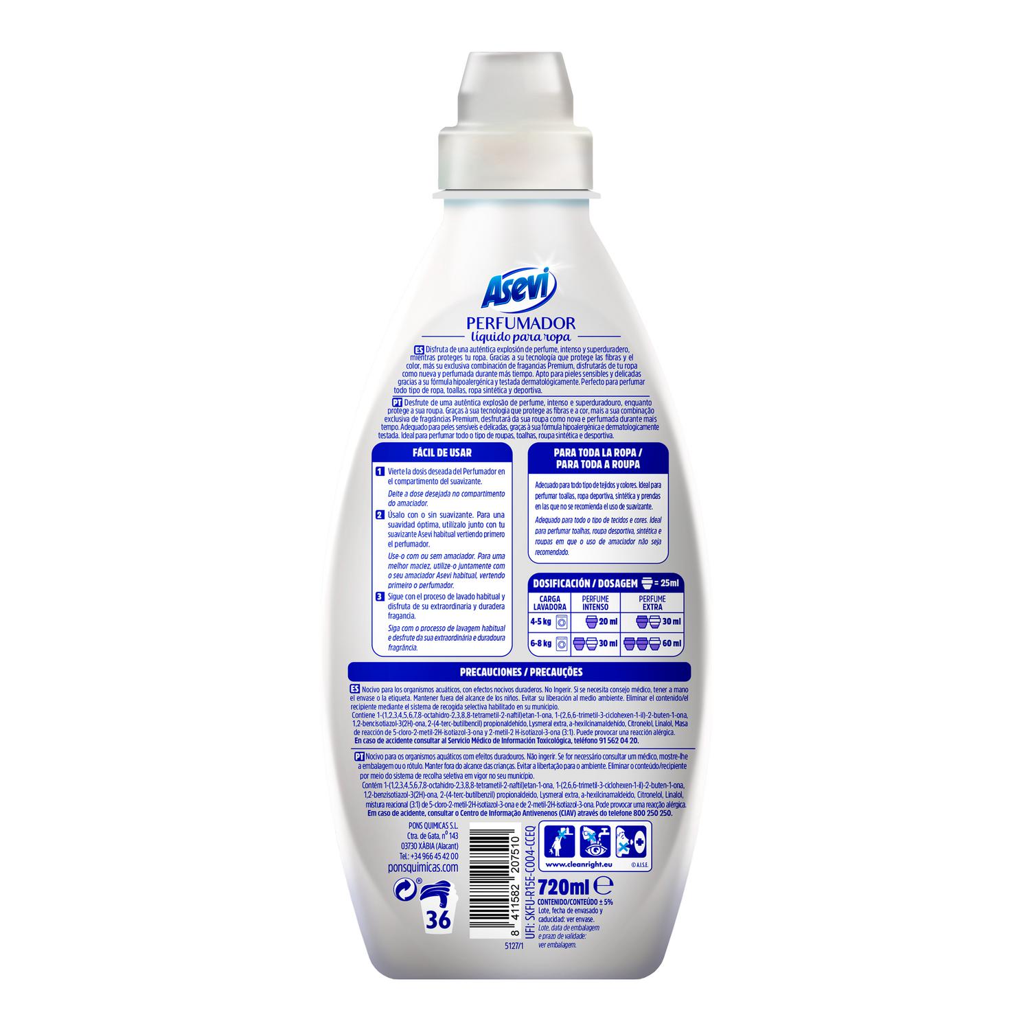 Perfumador líquido para ropa blue Asevi 720 ml.