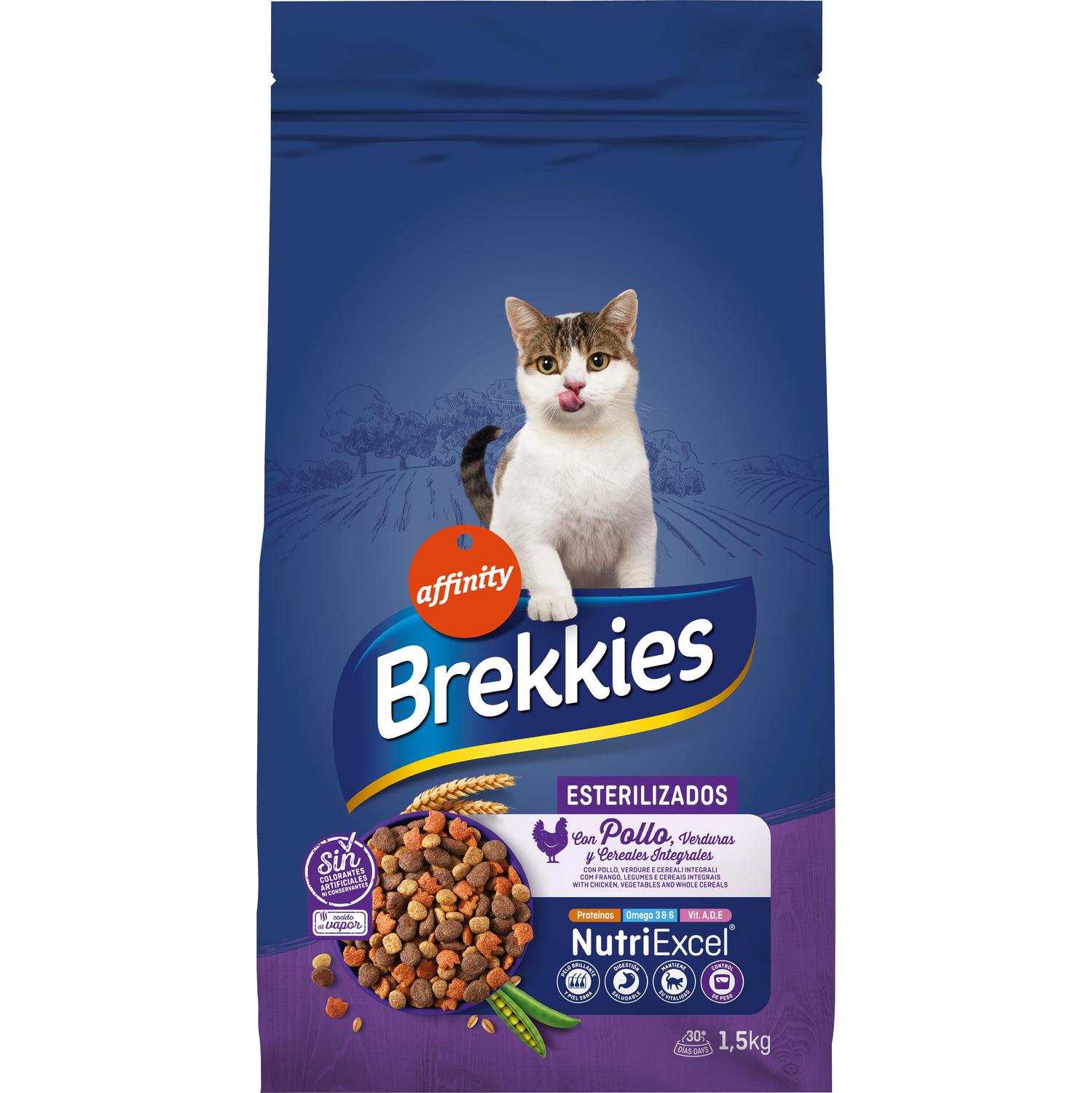 Pienso de pollo para gato esterilizado Brekkies Excel 1,5 kg