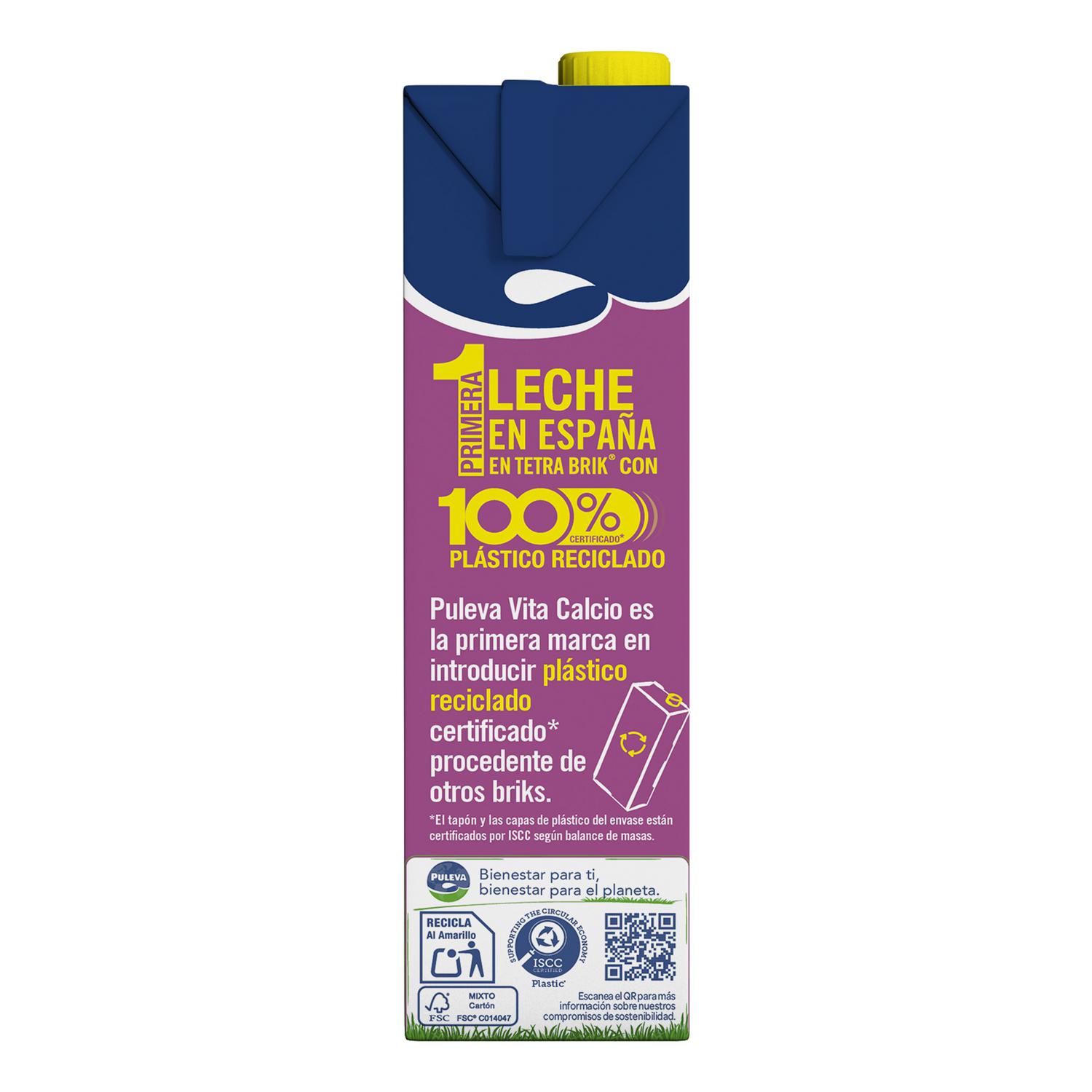 Leche semidesnatada Vita Calcio Puleva sin lactosa brik 1 l.