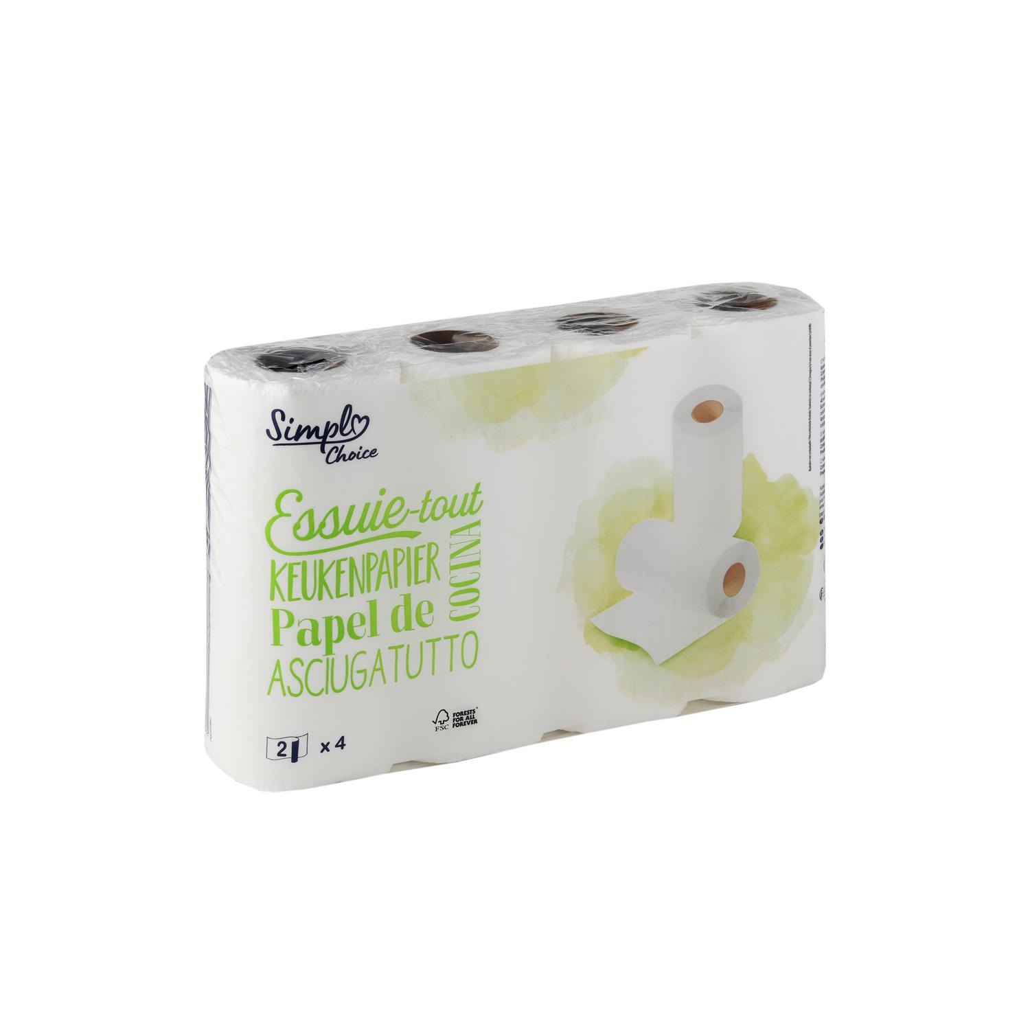 Papel de cocina doble capa Simpl Choice 4 rollos.
