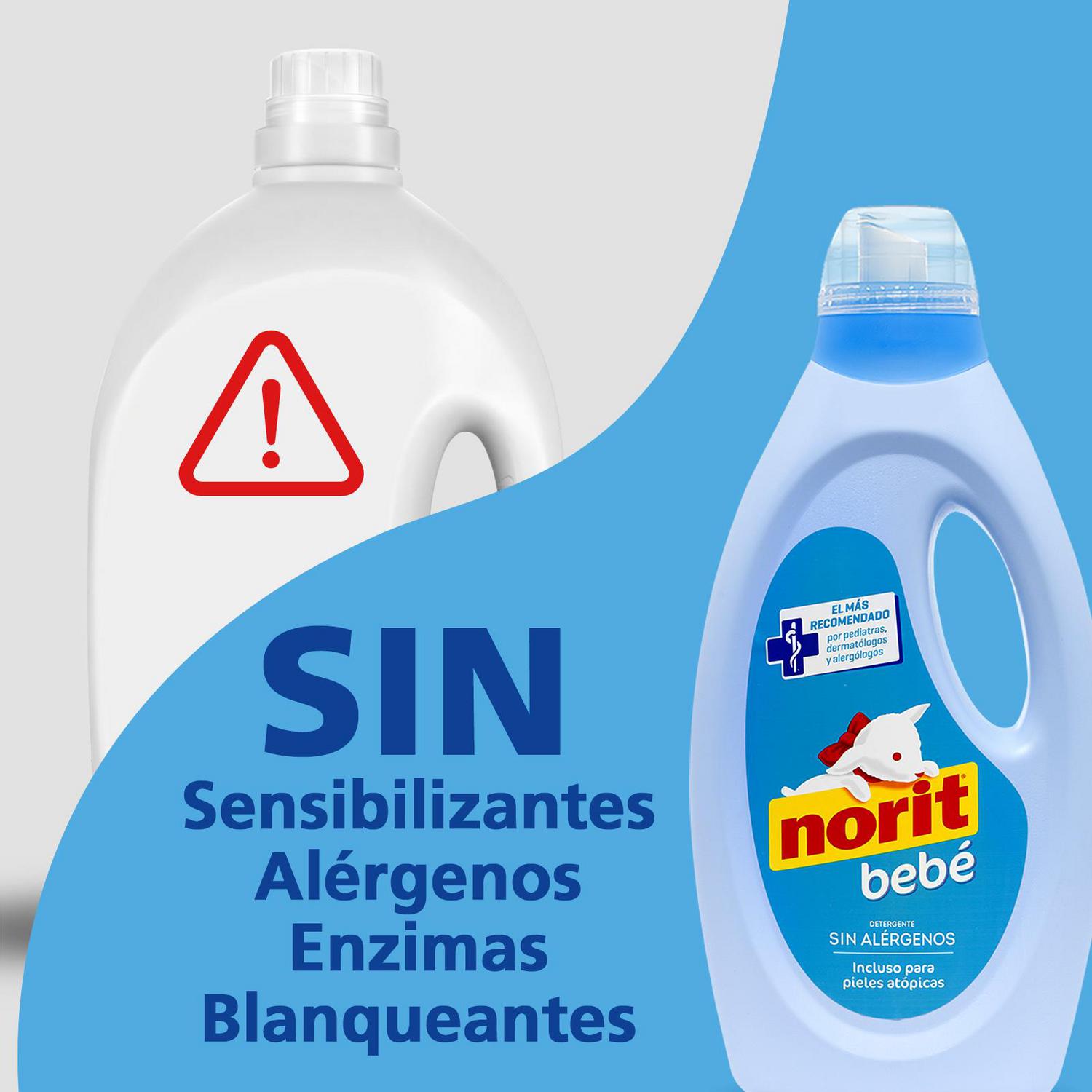 Detergente líquido para ropa de bebé sin alérgenos Norit 32 lavados.