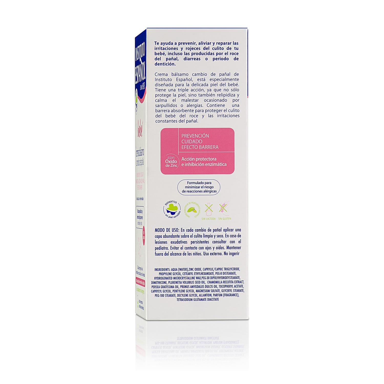 Crema balsamo pañal bebé Instituto Español sin gluten y sin lactosa 150 ml.