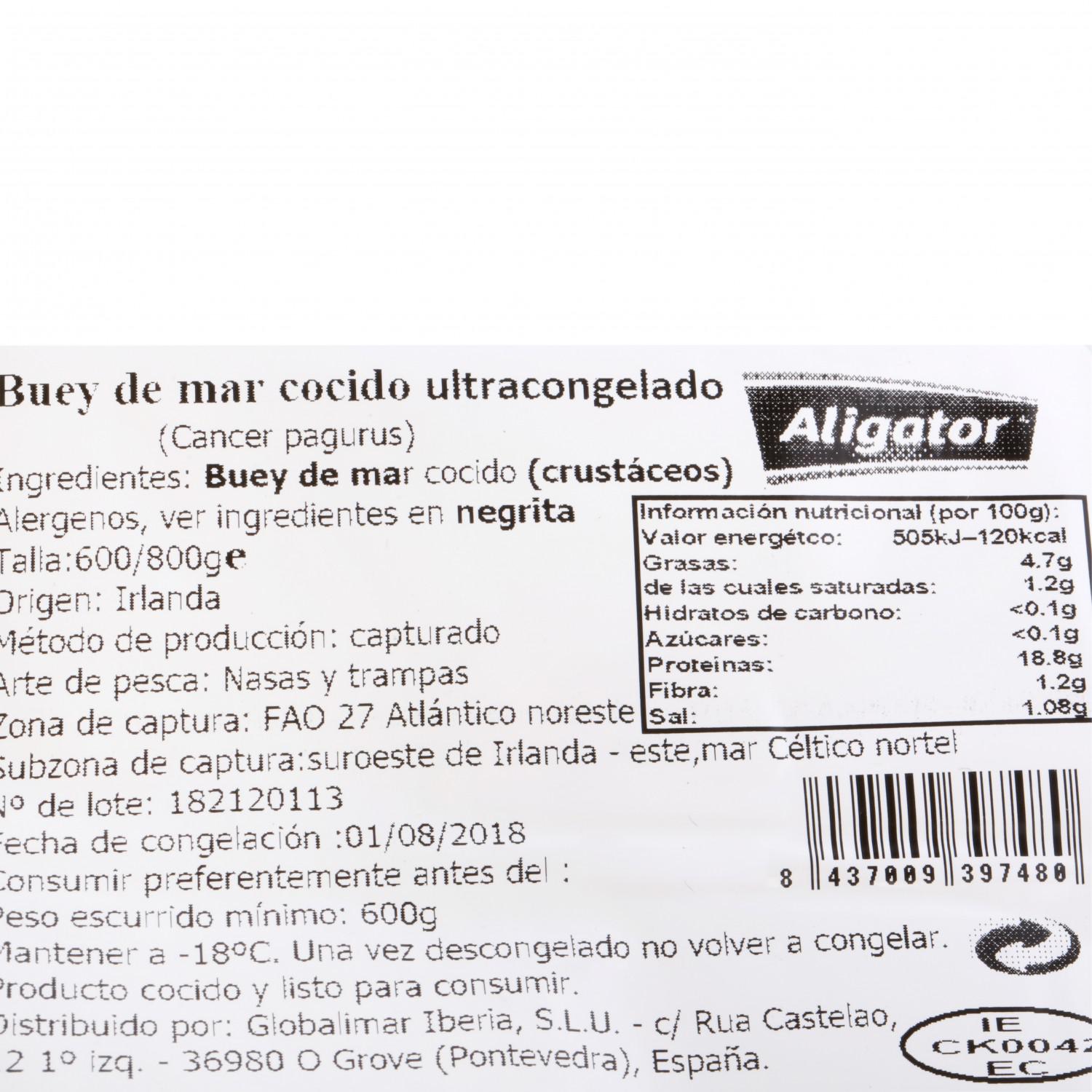 Buey de mar cocido 600 g