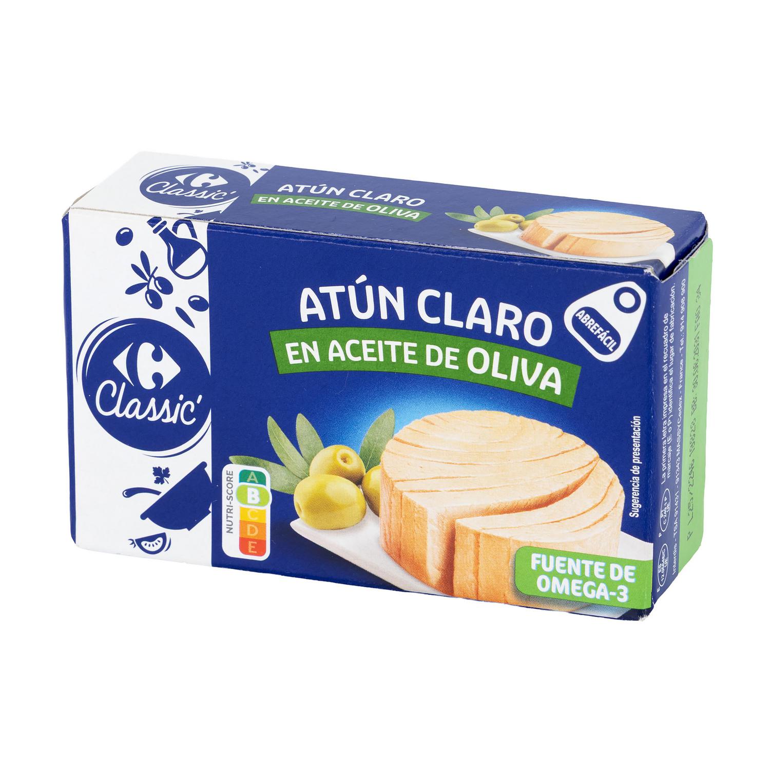 Atún claro en aceite de oliva Classic Carrefour 73 g.