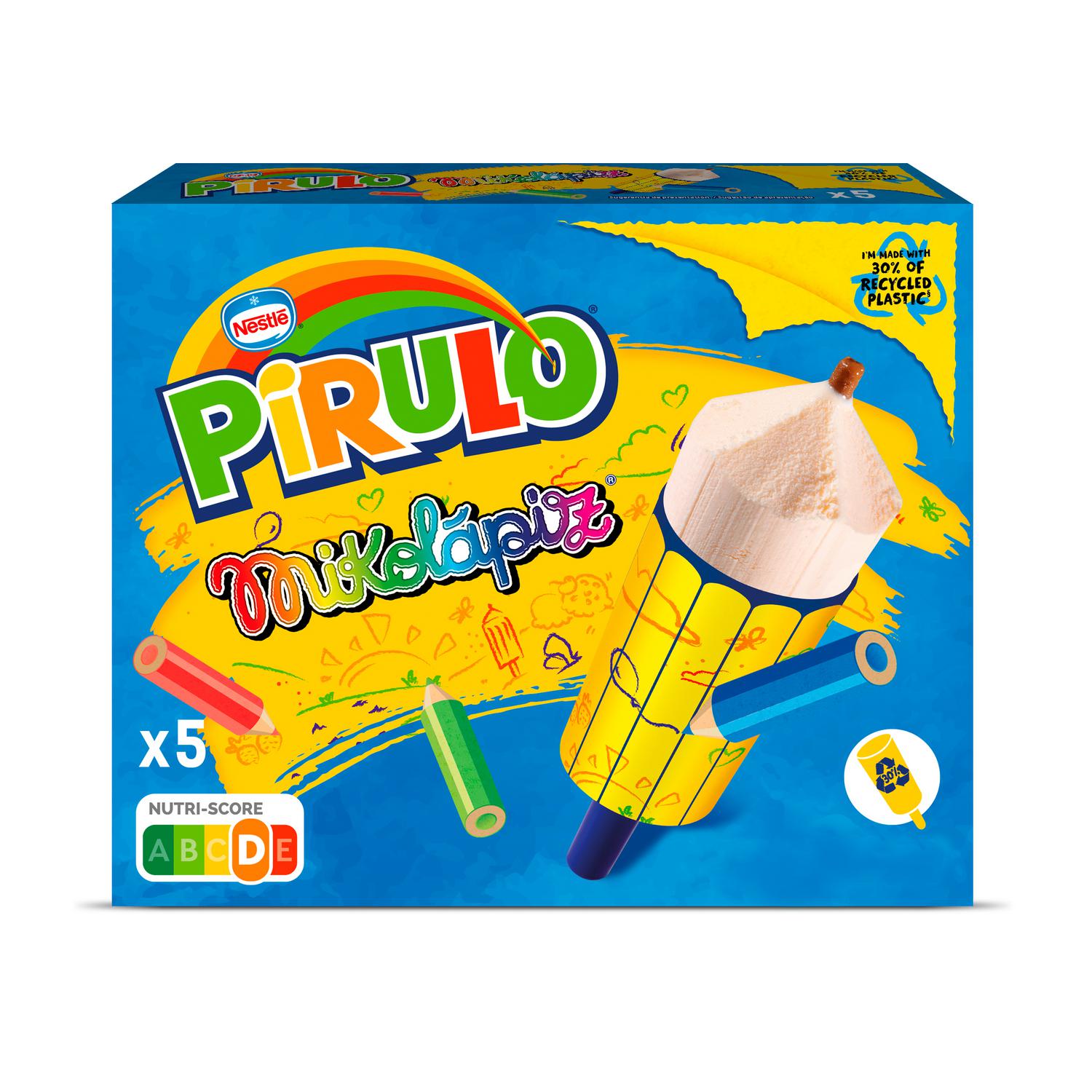 Helado sabor a vainilla con relleno al cacao Pirulo Mikolápiz sin gluten 5 ud.