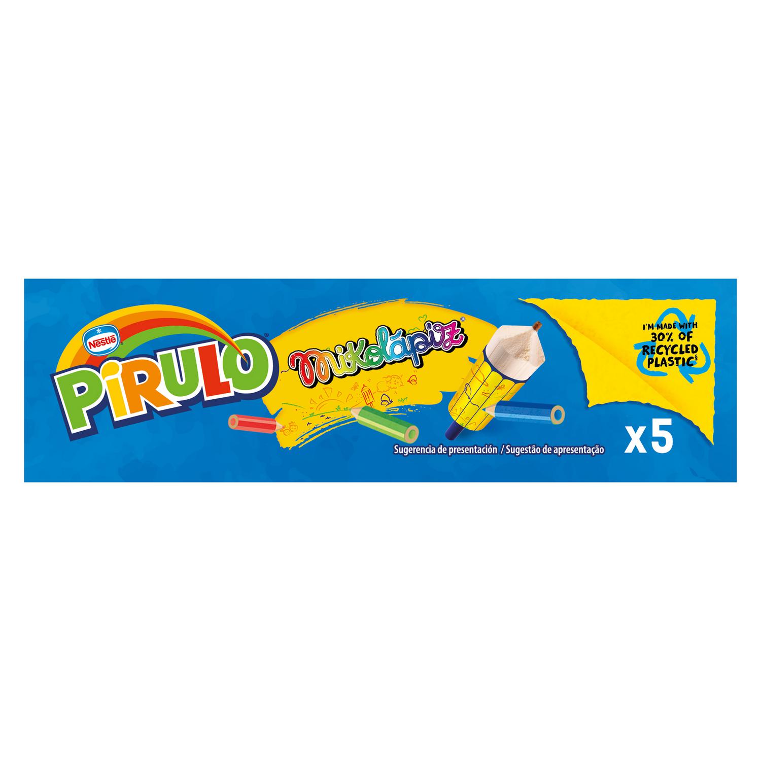 Helado sabor a vainilla con relleno al cacao Pirulo Mikolápiz sin gluten 5 ud.
