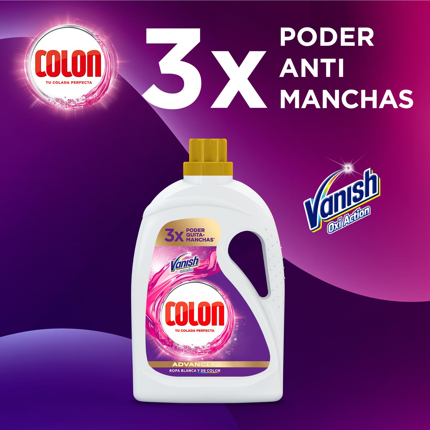 Detergente y quitamanchas líquido Vanish Colon 60 lavados.