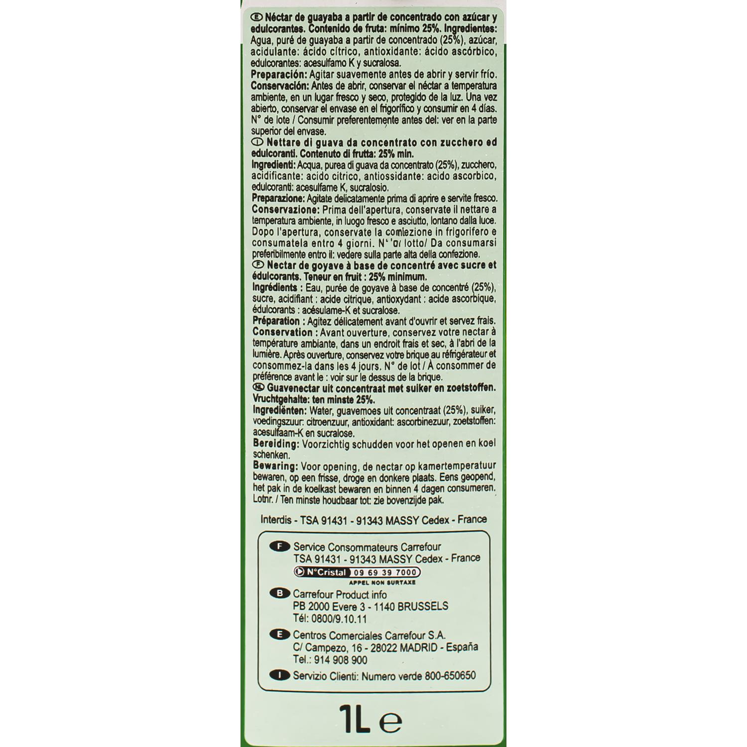 Néctar de guayaba Carrefour brik 1 l.