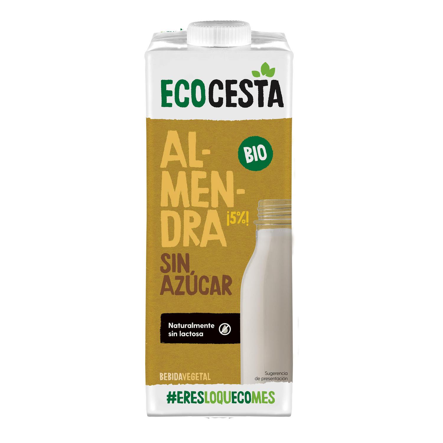 Bebida de almendra sin azúcar ecológica EcoCesta sin gluten brik 1 l.