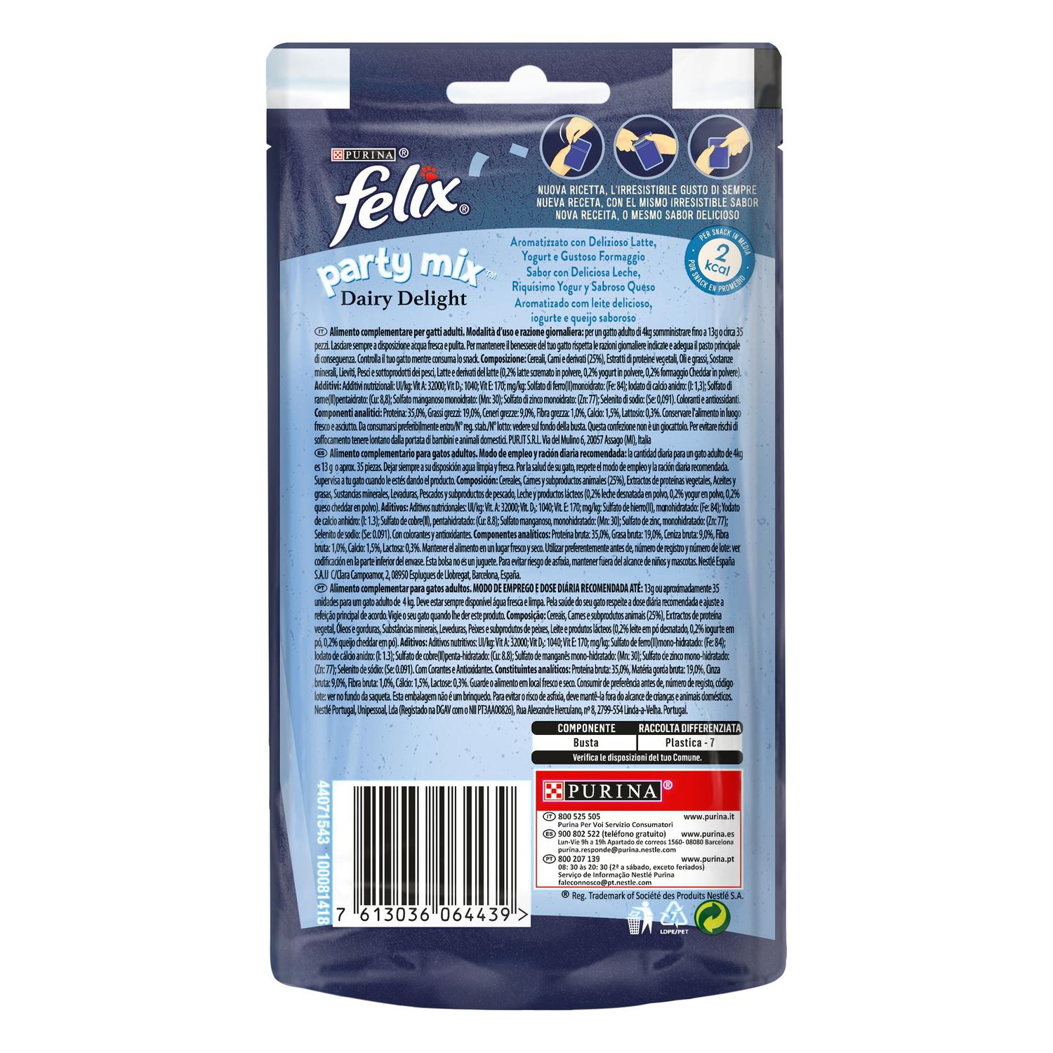 Snack delicias de leche para gato Purina Felix 60 g