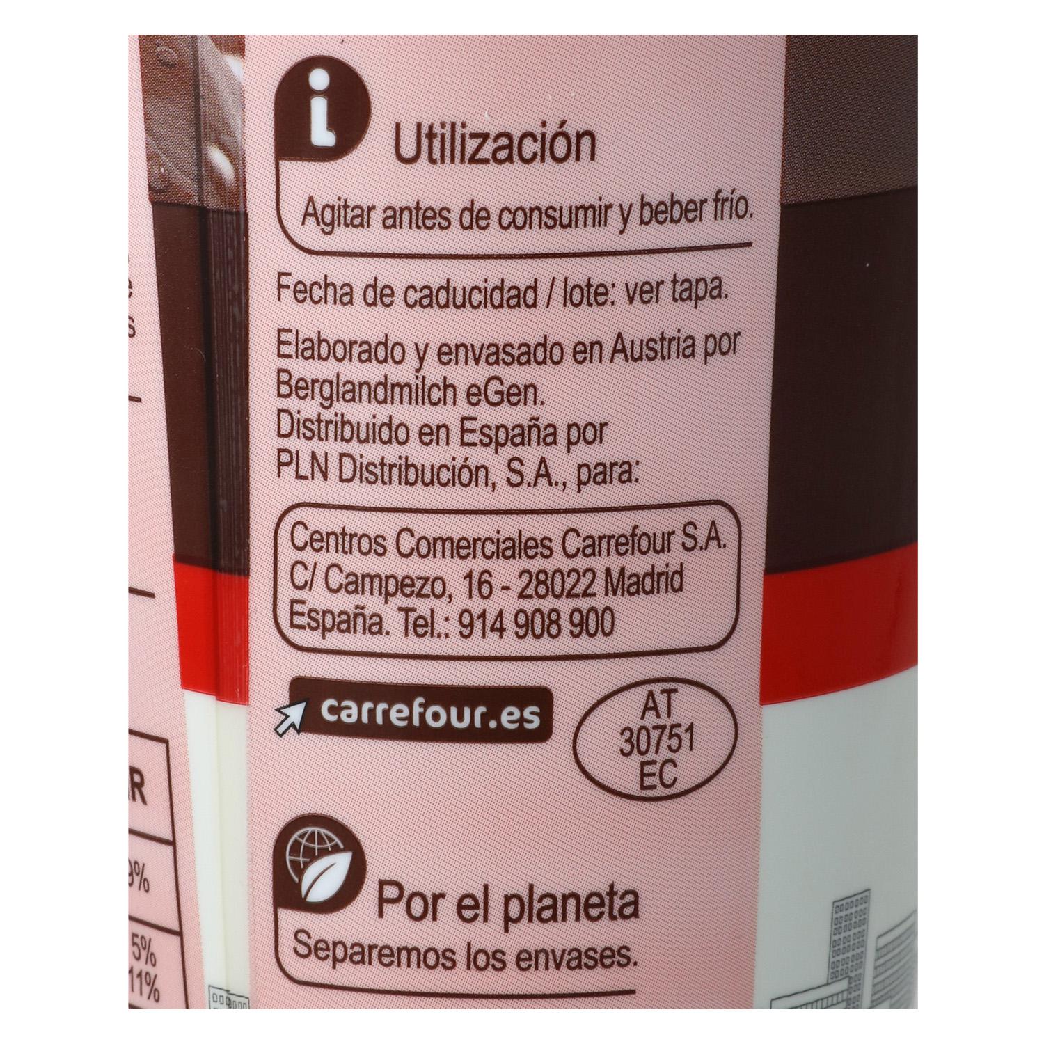 Batido de cacao shake Carrefour 250 ml.
