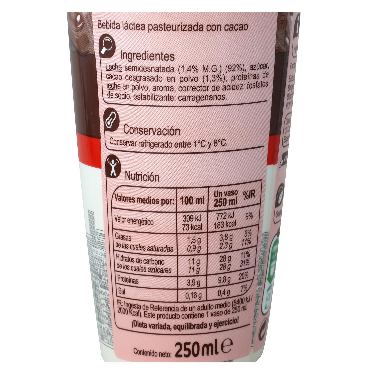 Batido de cacao shake Carrefour 250 ml.