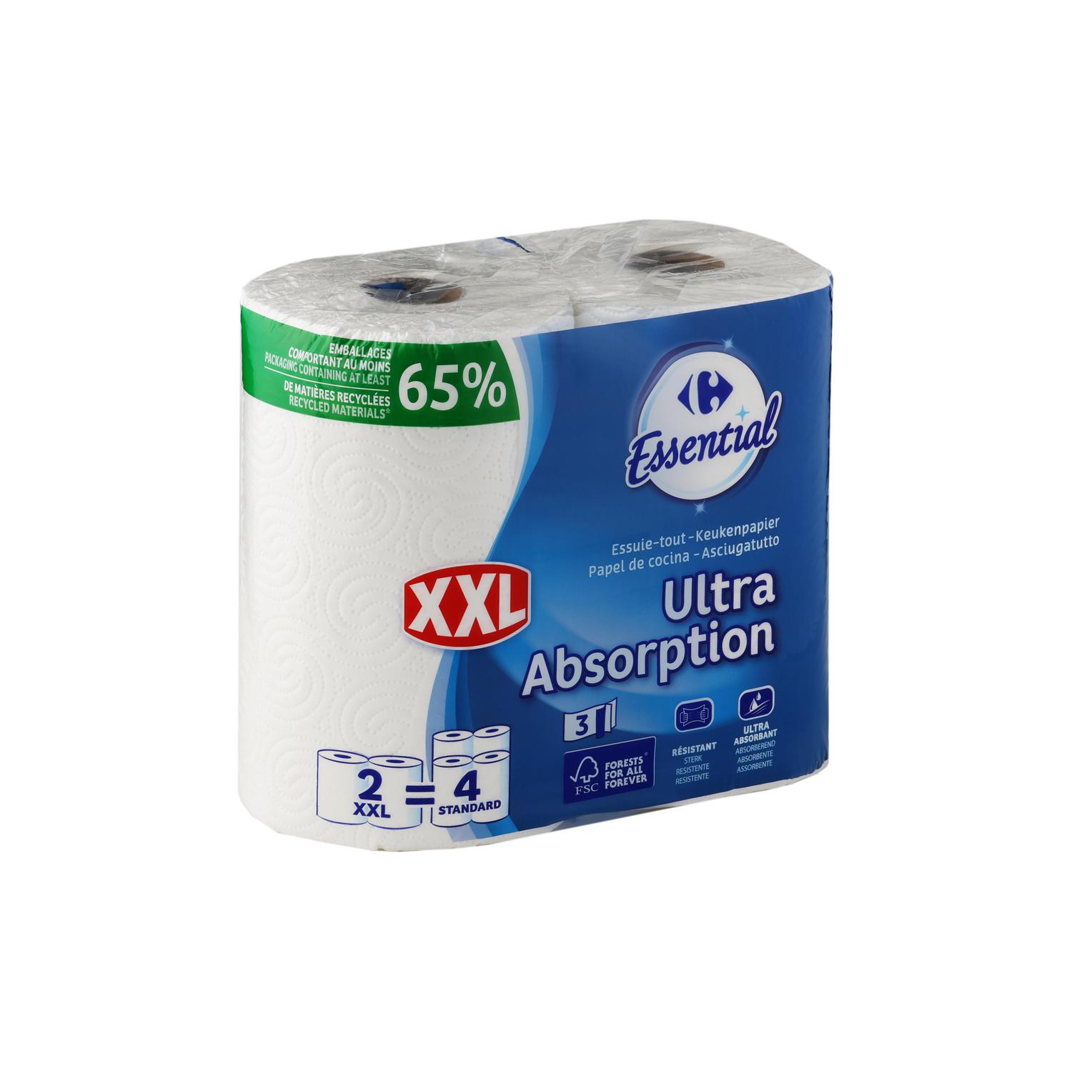 Papel de cocina ultra absorbente XXL Carrefour Essential 2 rollos