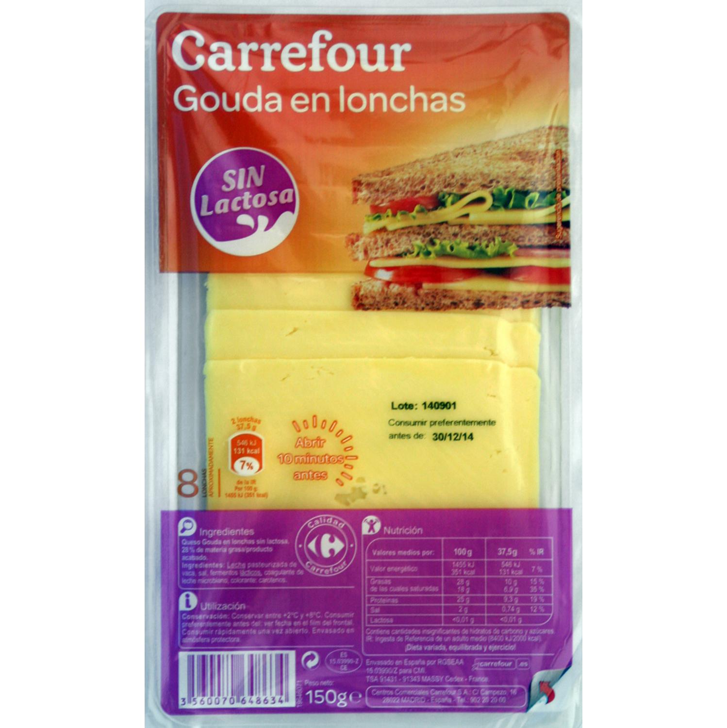 Queso gouda loncheado Carrefour 150 g.