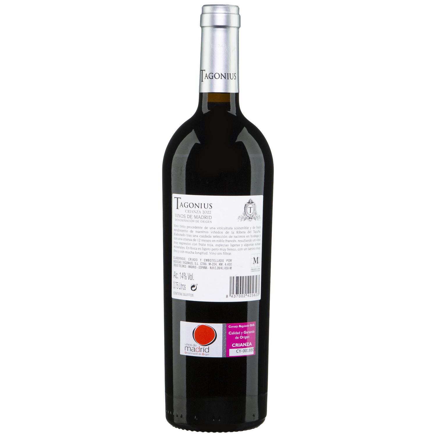 Vino tinto crianza Tagonius D.O. Vinos de Madrid 75 cl.