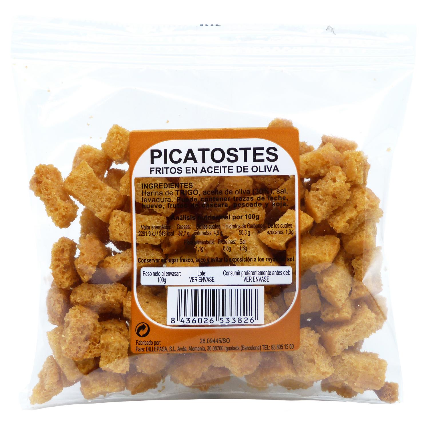 Picatostes de pan fritos en aceite de oliva 100 g
