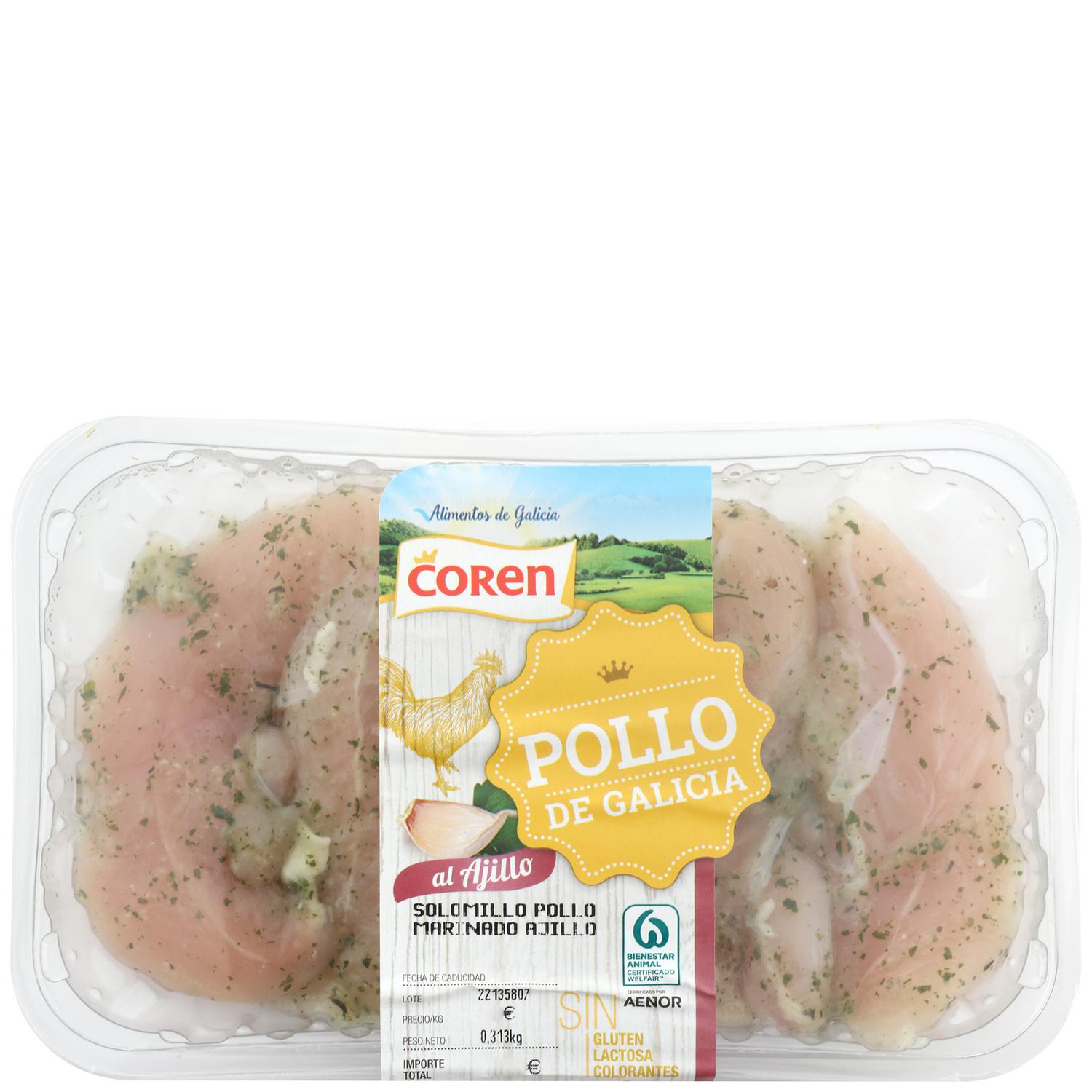 Solomillo de Pollo Marinado al Ajillo Coren 300 g aprox