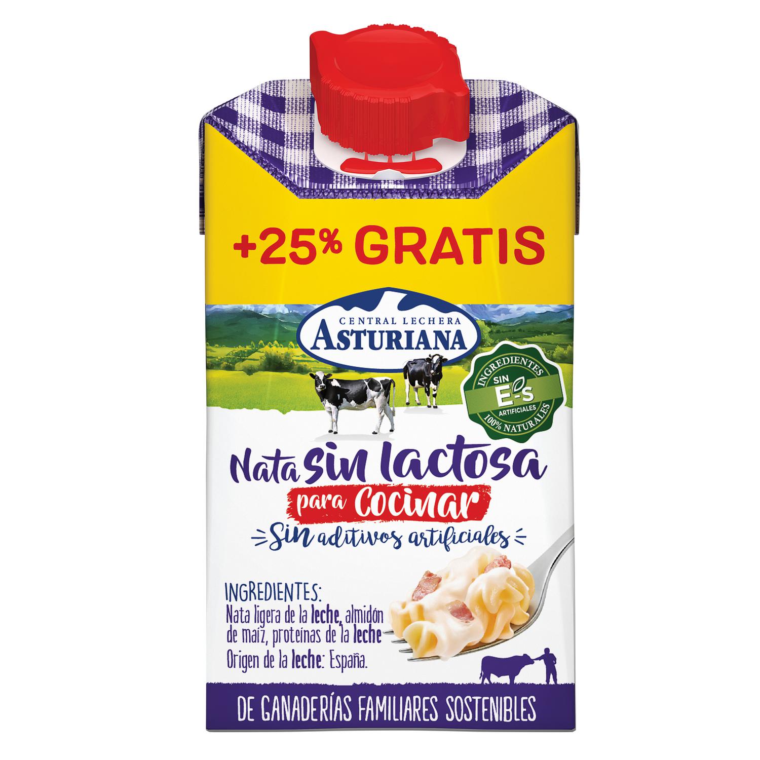 Nata para cocinar Central Lechera Asturiana sin lactosa 200 ml.