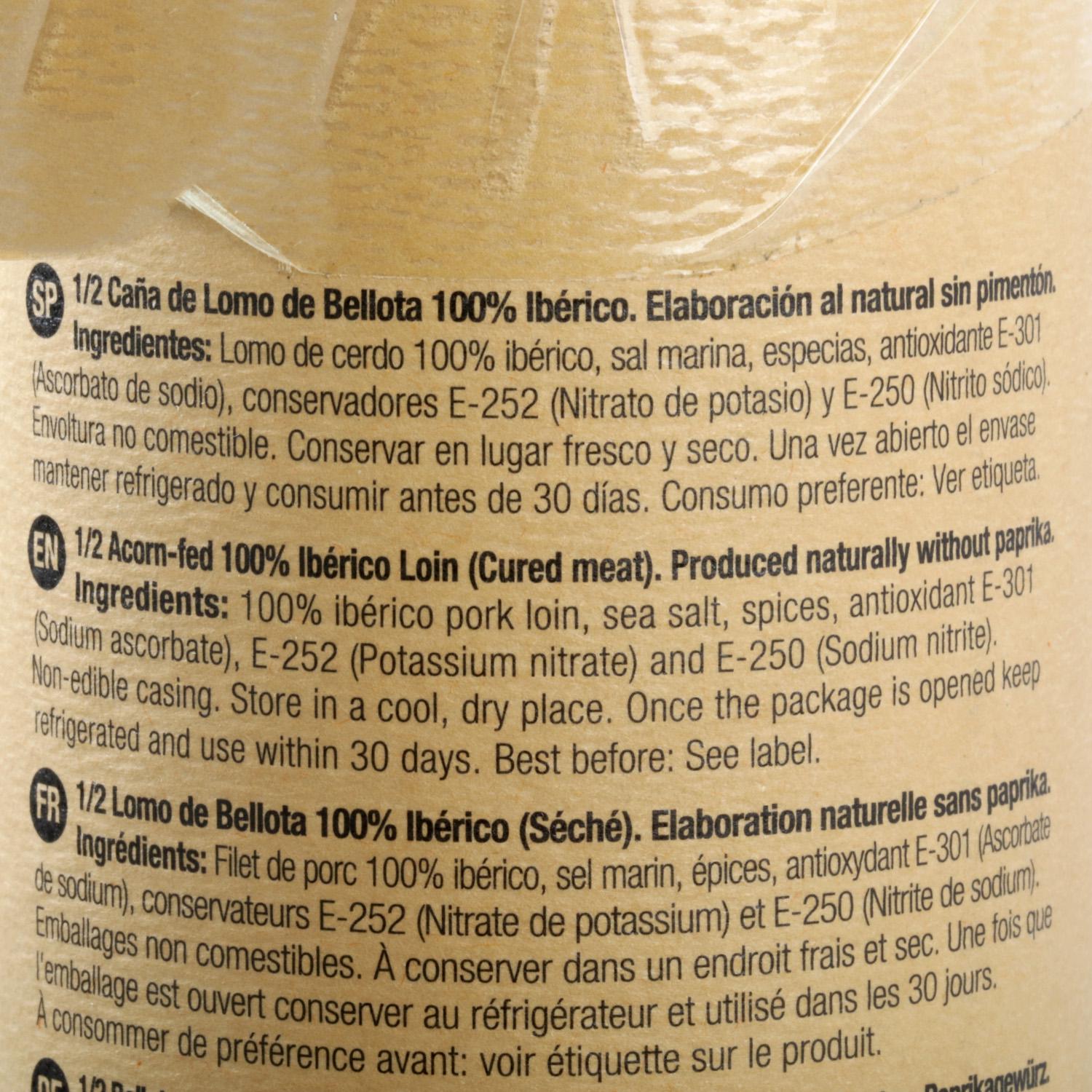 Caña de Lomo de Bellota Ibérico 100% Raza Ibérica Cinco Jotas pieza de 500 g aprox