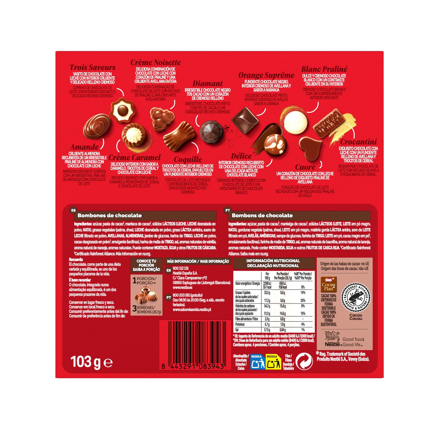 Bombones surtidos Nestlé Caja Roja estuche 11 ud.