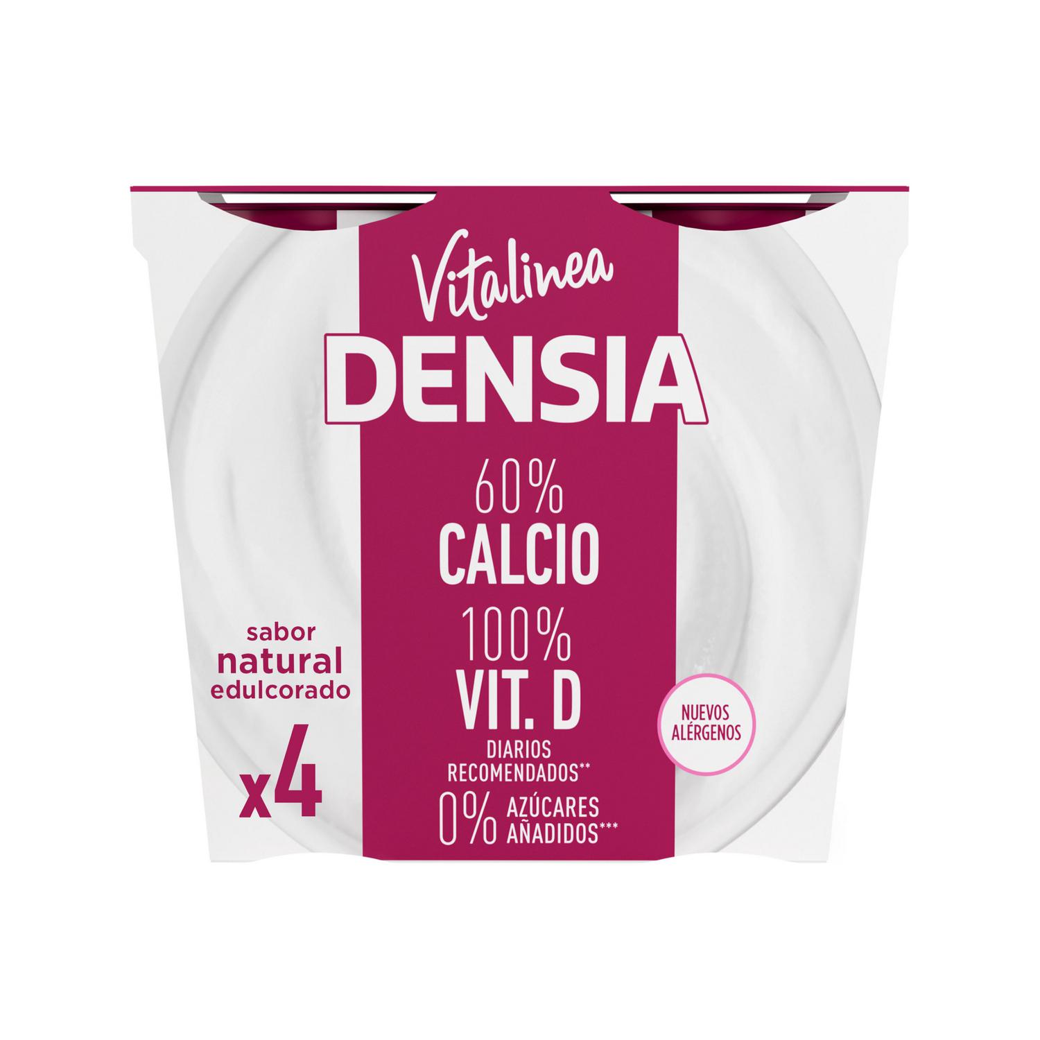 Leche fermentada desnatada edulcorado natural Danone Vitalinea Densia pack de 4 unidades de 120 g.