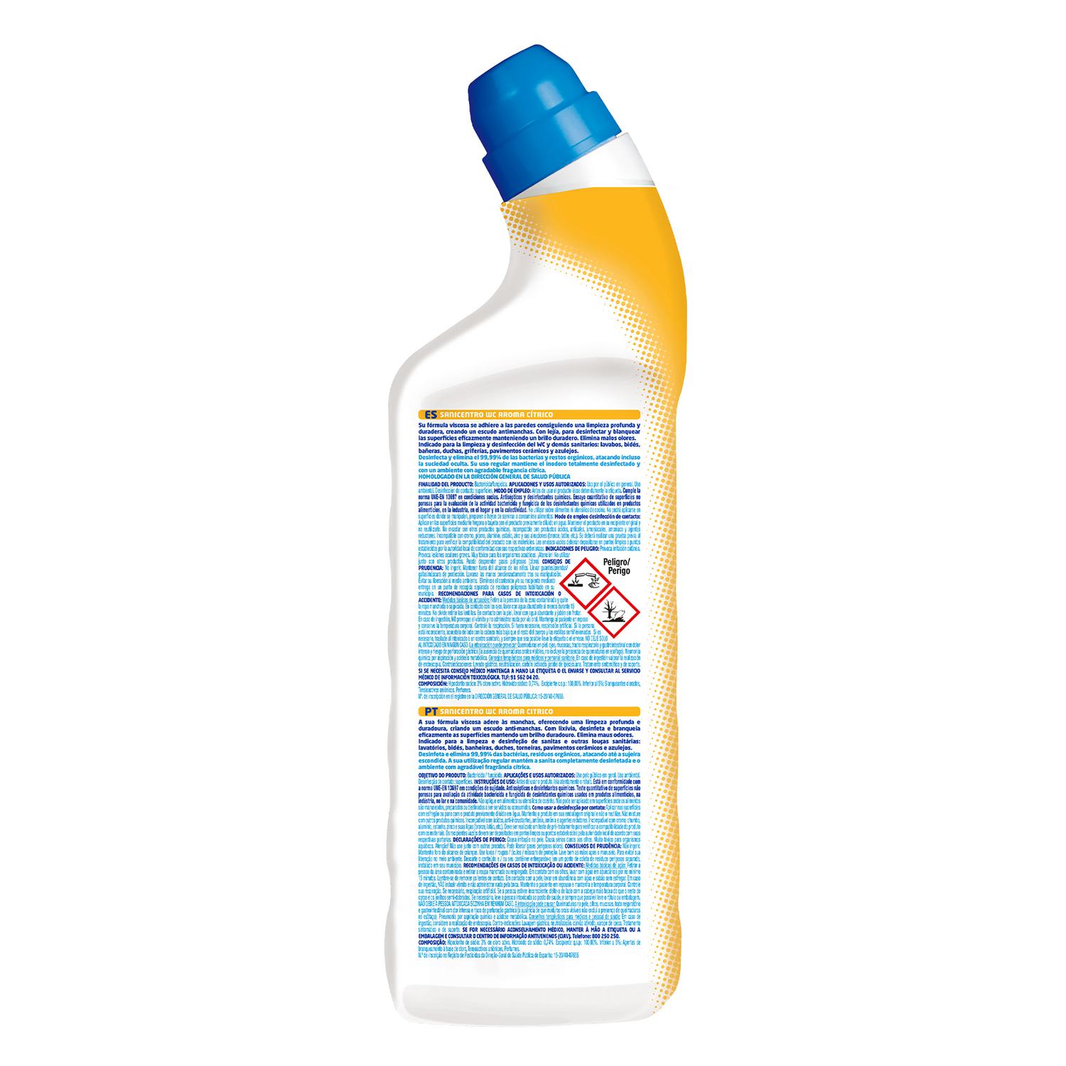 Gel WC desinfectante frescor cítrico con lejía Sanicentro 1 l.