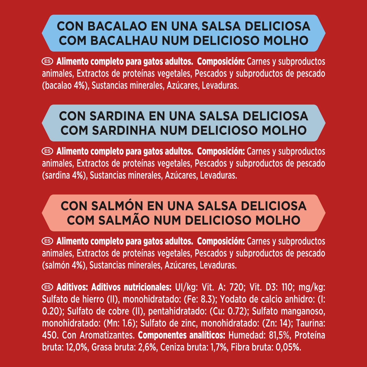 Comida húmeda selección de pescados para gato adulto Gourmet Mon Petit 6x50 g.