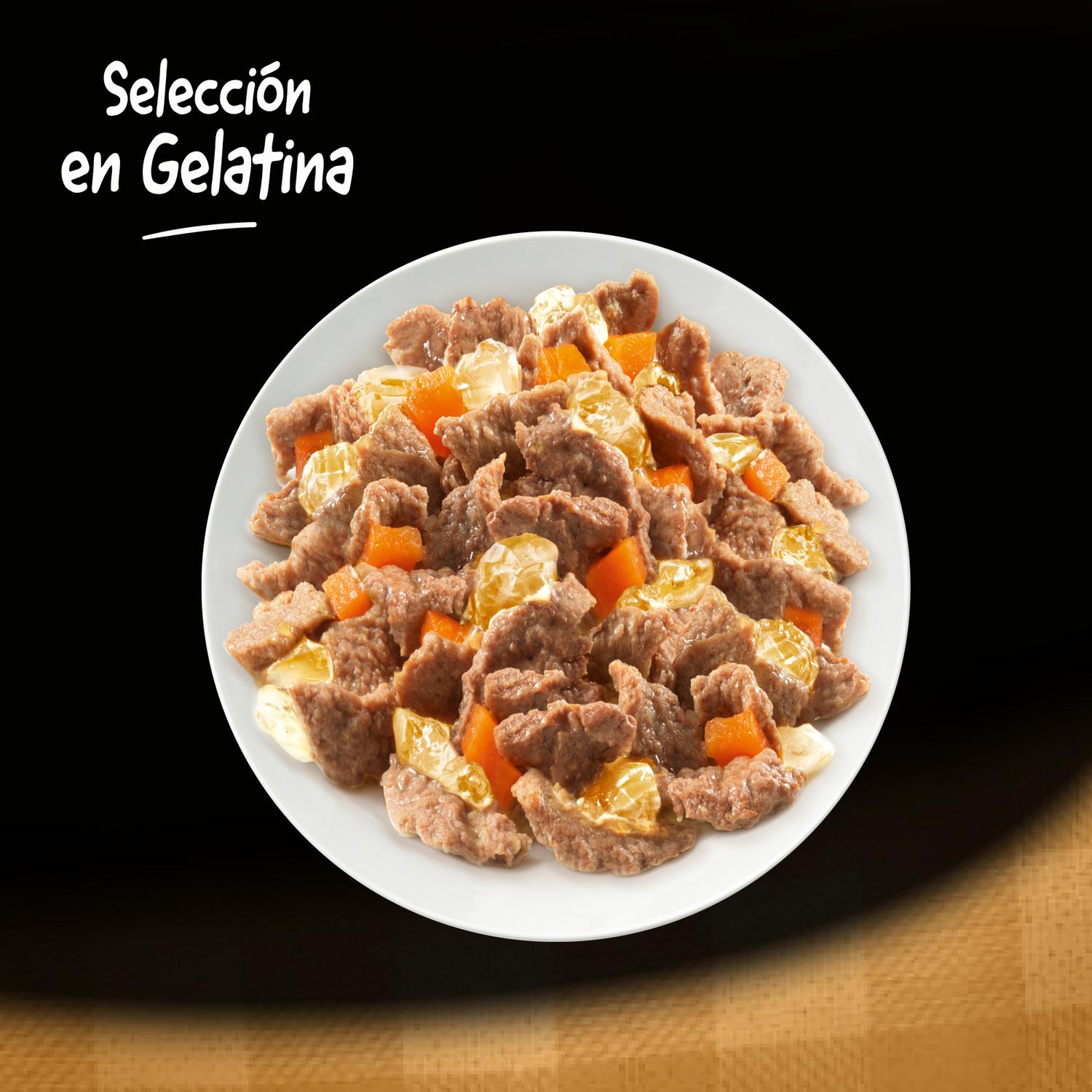 Comida húmeda selección carnes mixtas en gelatina para perro Cesar pack de 4 unidades de 100 g.
